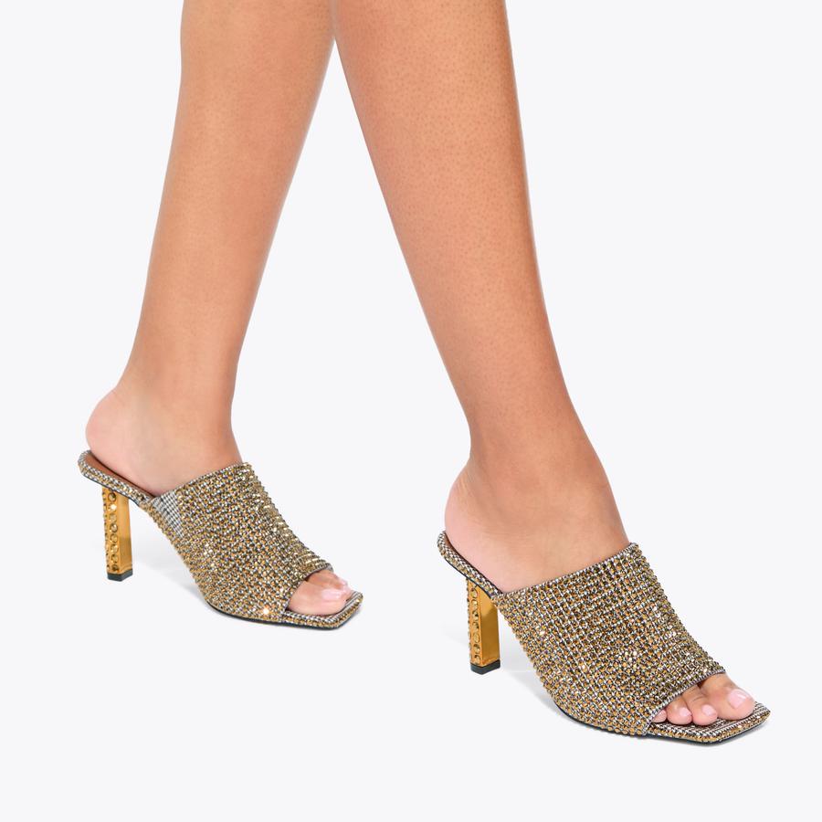 MAYFAIR HIGH MULE Crystal Slip On Heels by KURT GEIGER LONDON