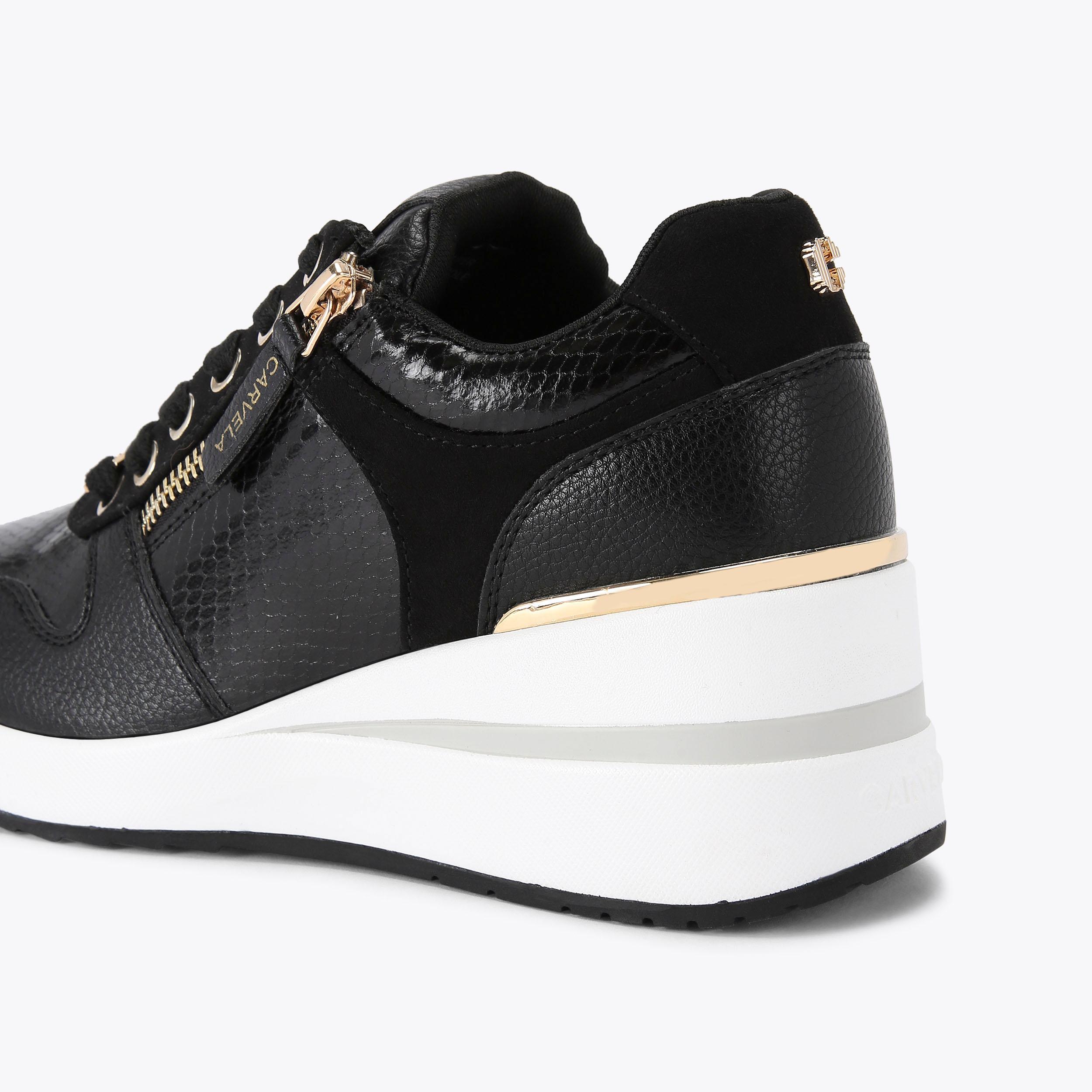 HIGH RISE Black Lace Up Trainer by CARVELA