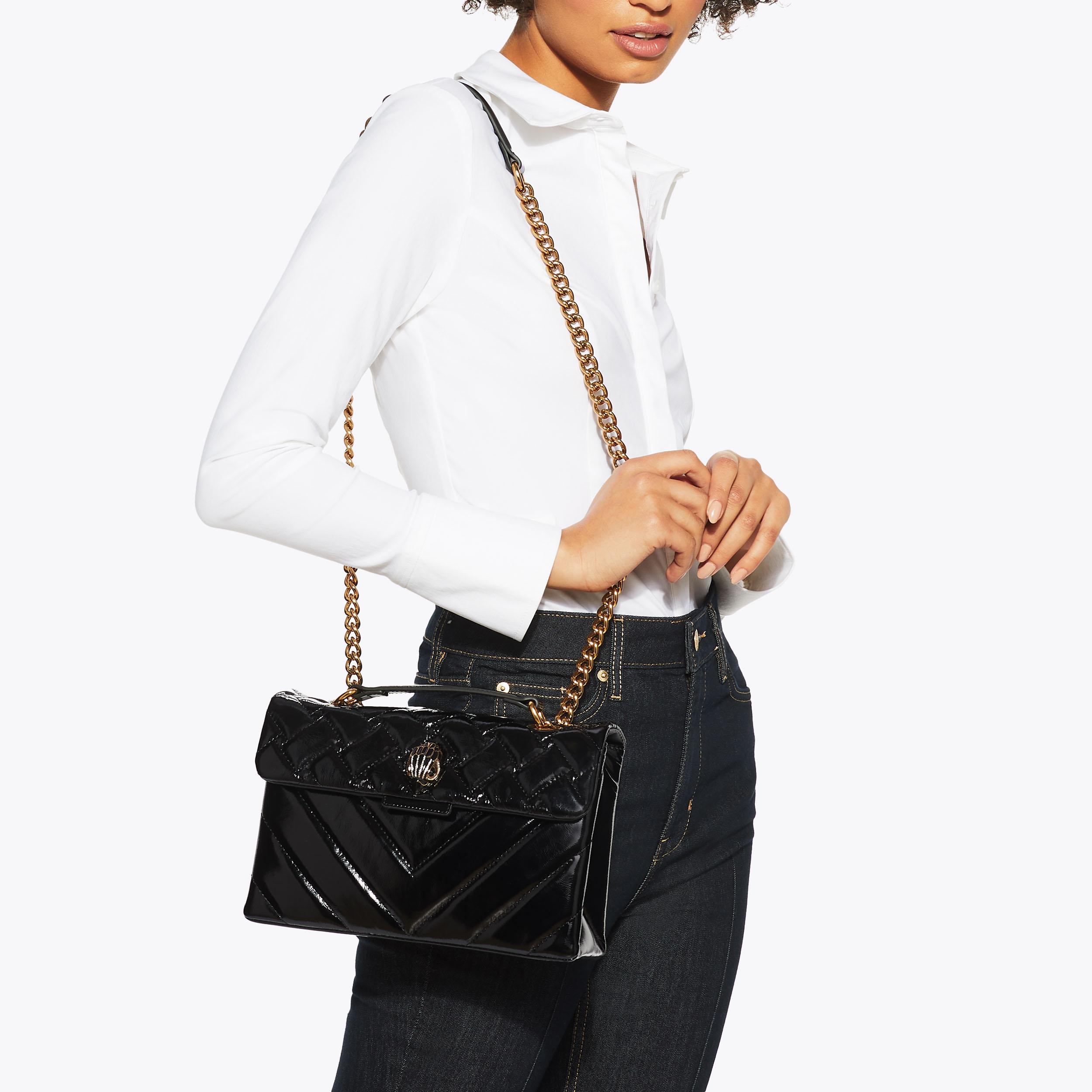 KENSINGTON BAG E Black Patent Shoulder Bag by KURT GEIGER LONDON