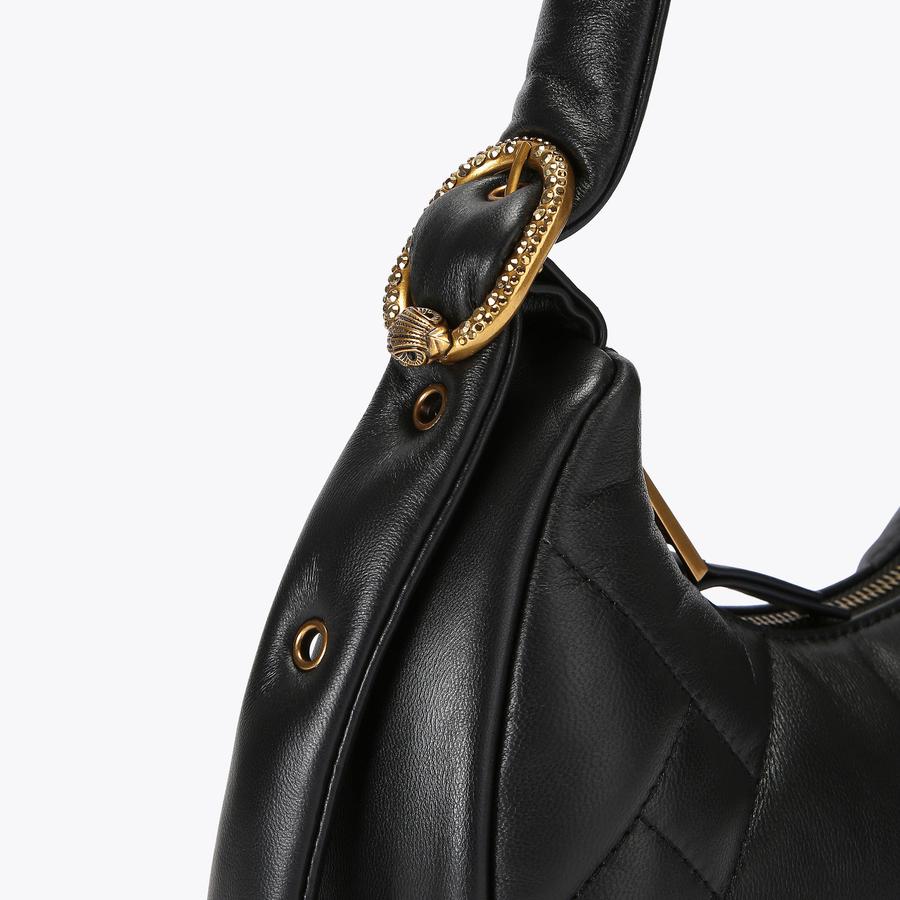 KENSINGTON PUFF SM HOBO Black Leather Shoulder Bag by KURT