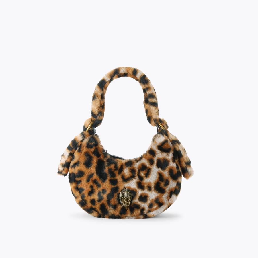 KENSINGTON PUFF SM HOBO Leopard Faux Fur Hobo Bag by KURT GEIGER LONDON