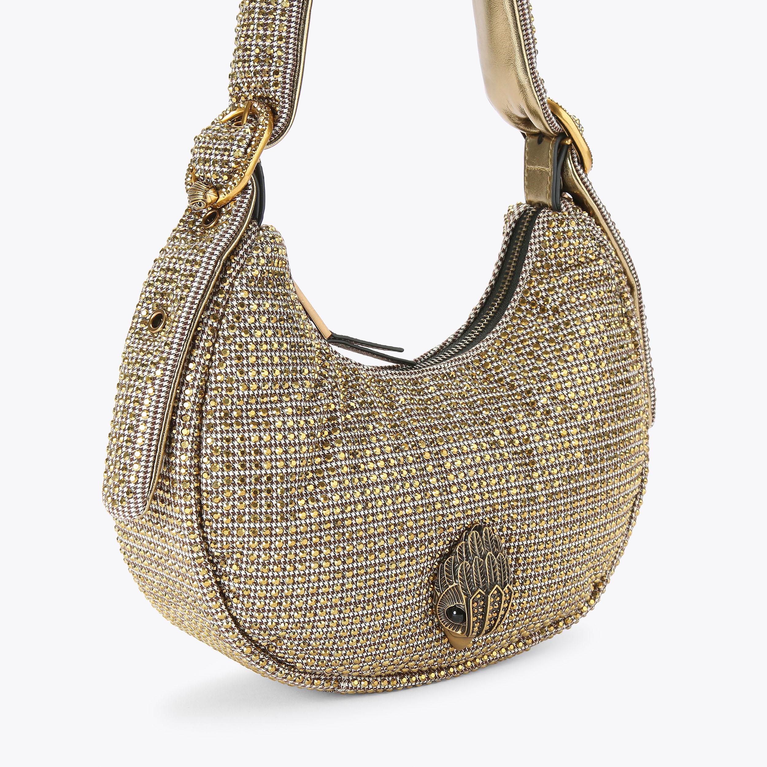 KENSINGTON PUFF SM HOBO Beige Houndstooth Bag by KURT GEIGER