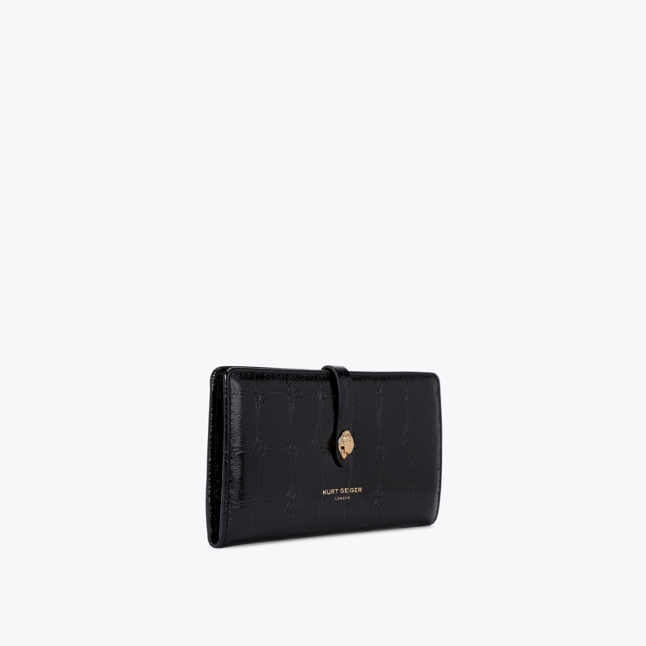 KENSINGTON SOFT WALLET Black Croc Wallet by KURT GEIGER LONDON