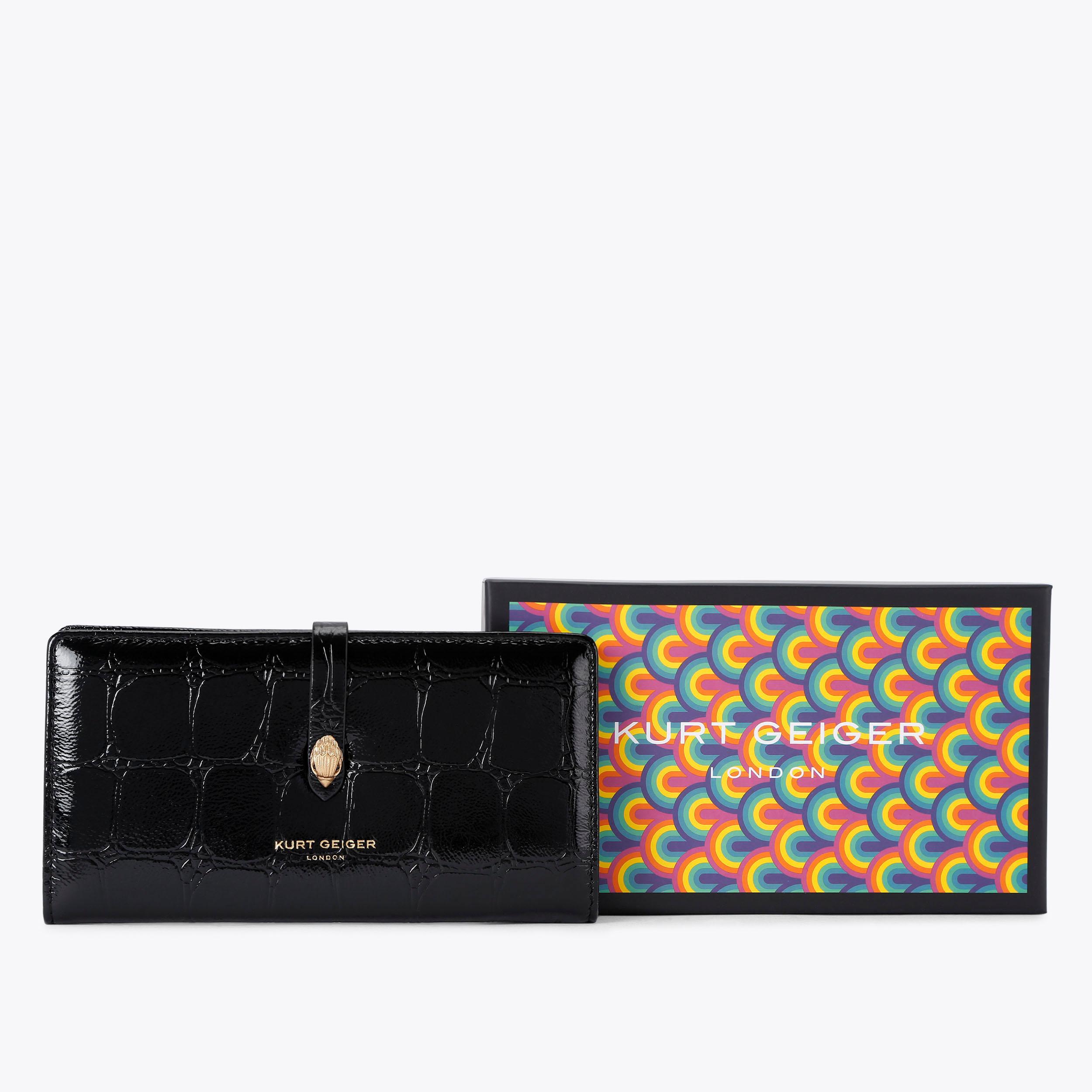 Wallet with tag/ウォレット/ブラック KENSINGTON SOFT WALLET Black Croc Wallet by KURT GEIGER LONDON
