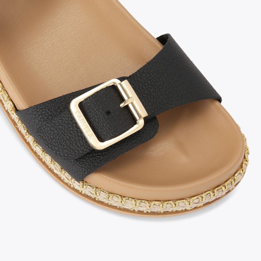 SUN DOWN Black Leather Sandals by CARVELA COMFORT
