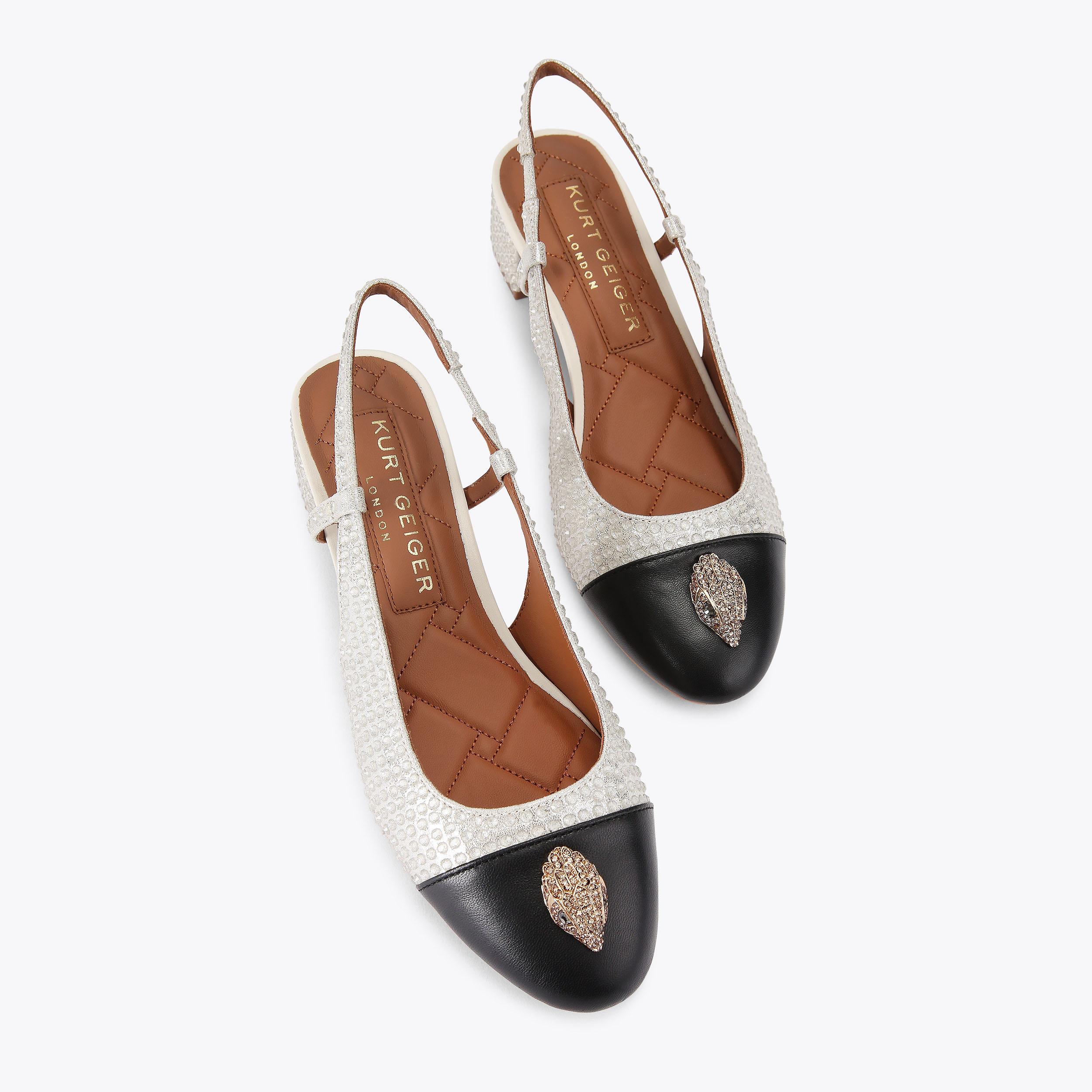 SLOANE MID SLINGBACK Metallic Silver Slingback Heel by KURT GEIGER LONDON