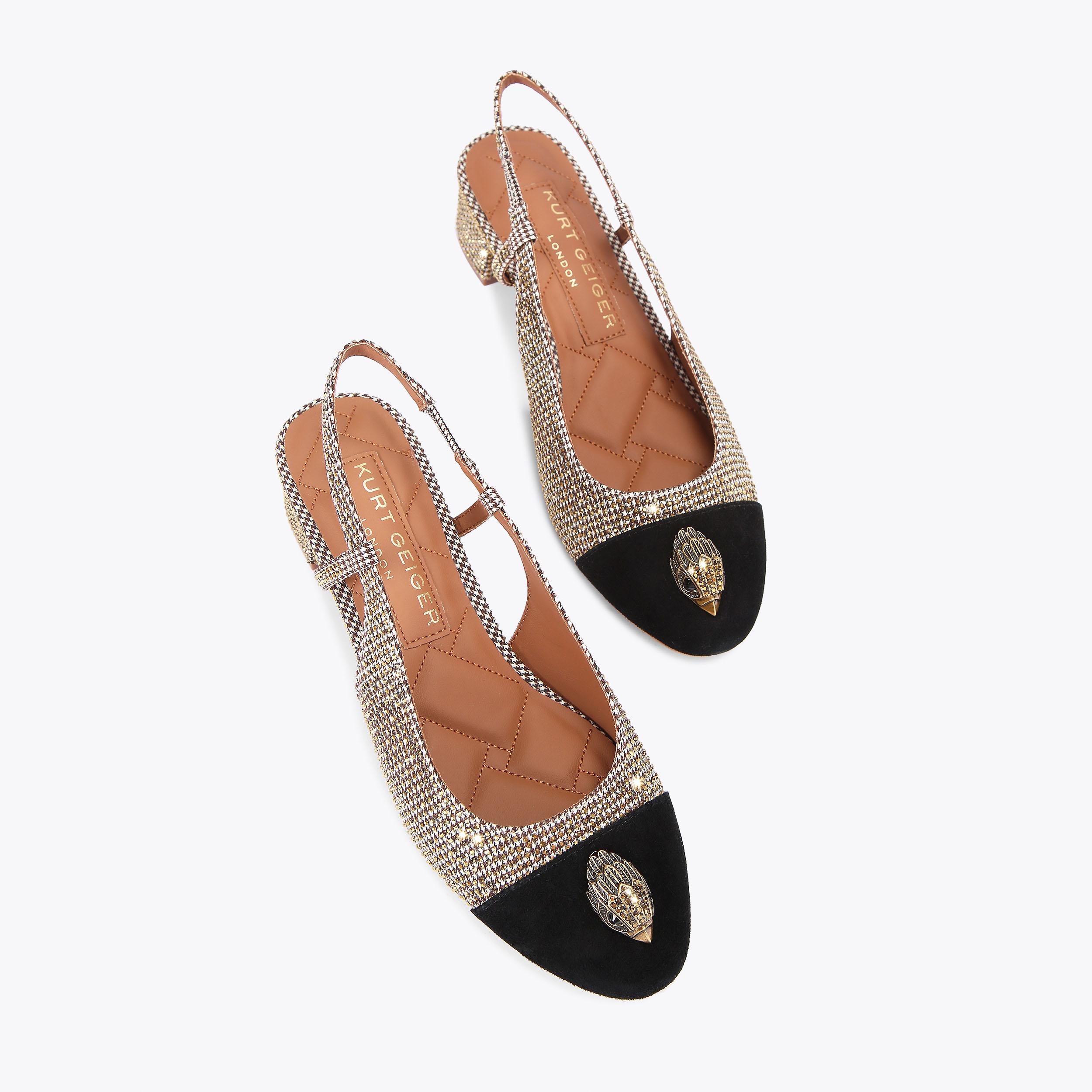 SLOANE MID SLINGBACK Beige Houndstooth Heels by KURT GEIGER LONDON