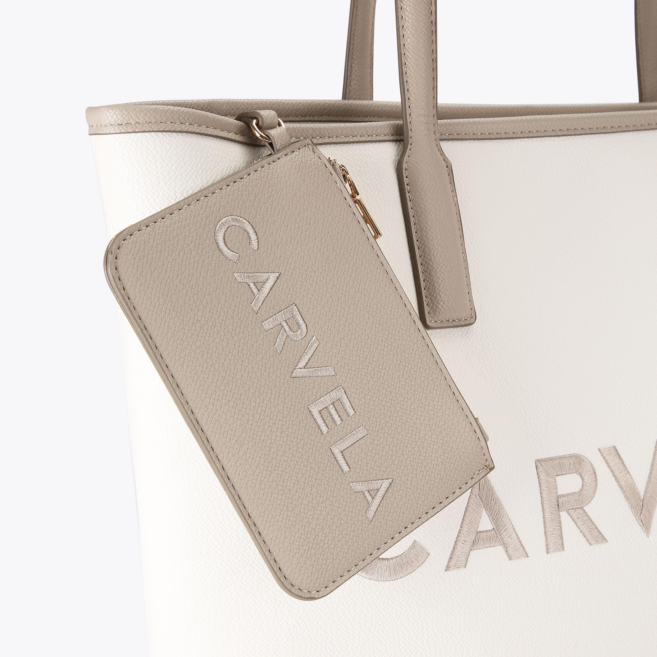 LARGE FRAME SHOPPER Large Bone Tote Bag by CARVELA