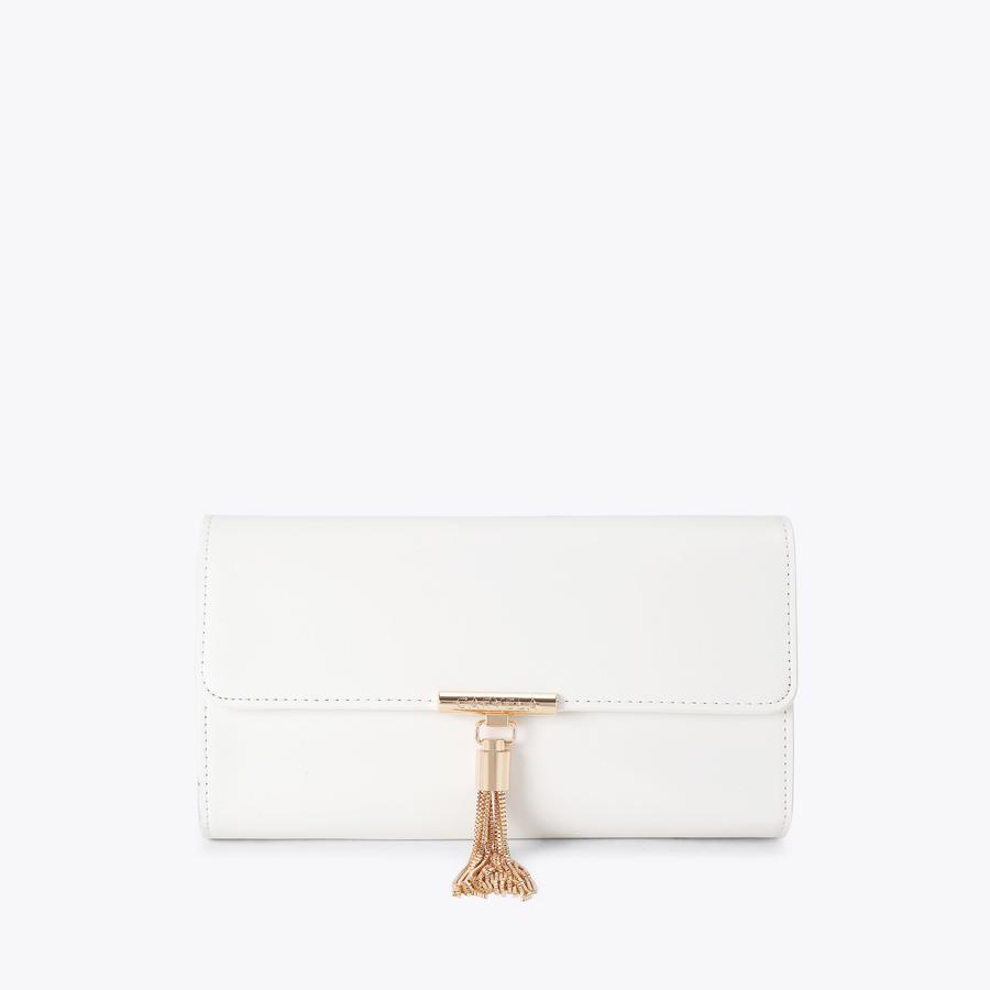 VICTORIA TASSEL CLUTCH Bone Clutch Bag by CARVELA