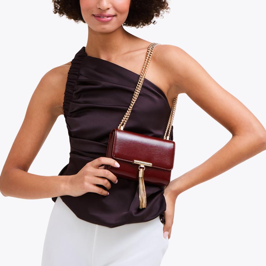 VICTORIA MINI TASSEL Red Tassel Cross Body Bag by CARVELA