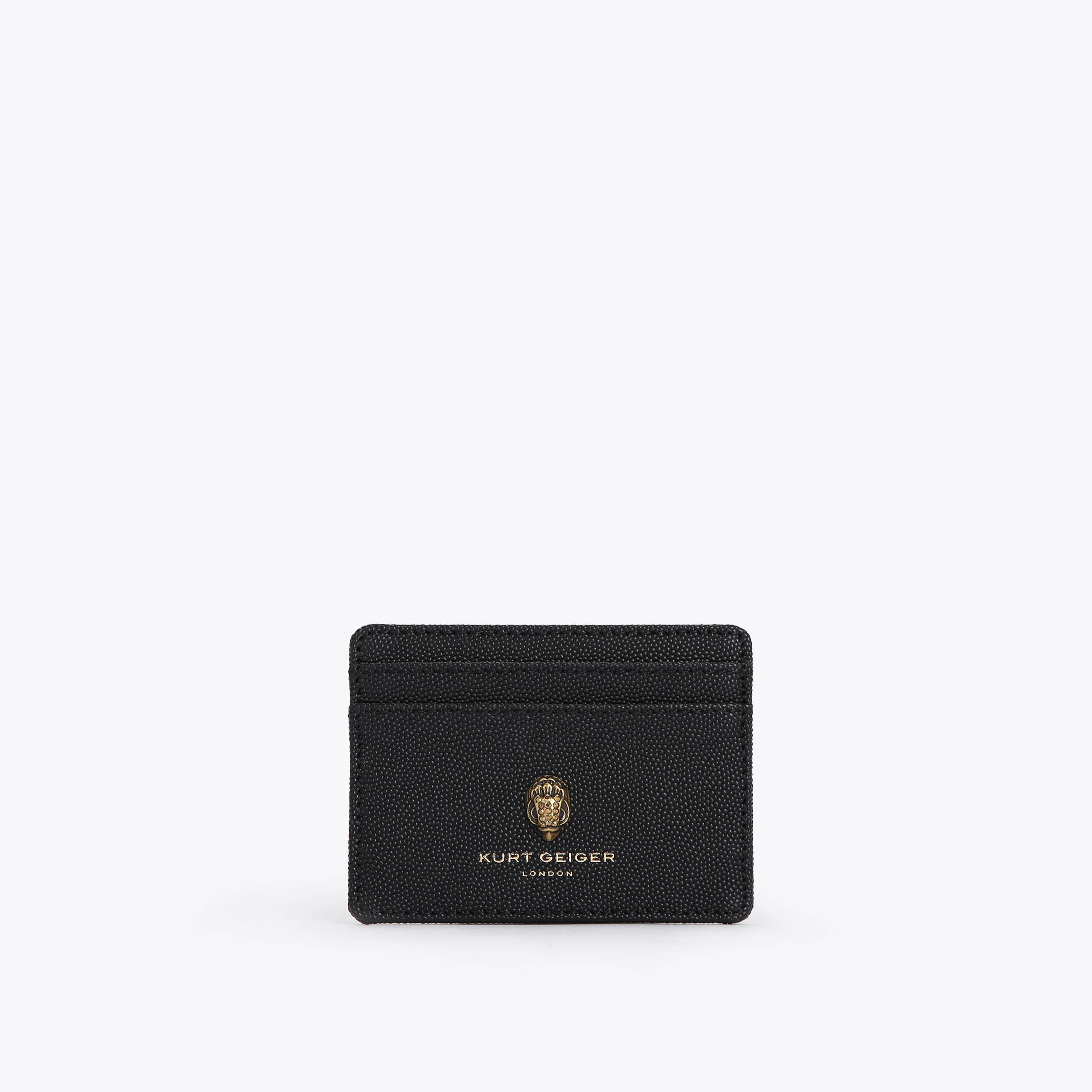 CARD HOLDER Black Textured Leather Card Holder by KURT GEIGER LONDON