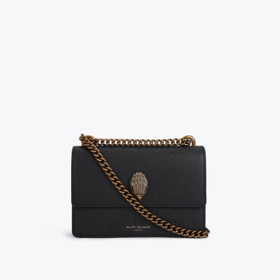 SHOREDITCH SM CROSS BODY Black Caviar Leather Mini Cross Body Bag by KURT GEIGER LONDON