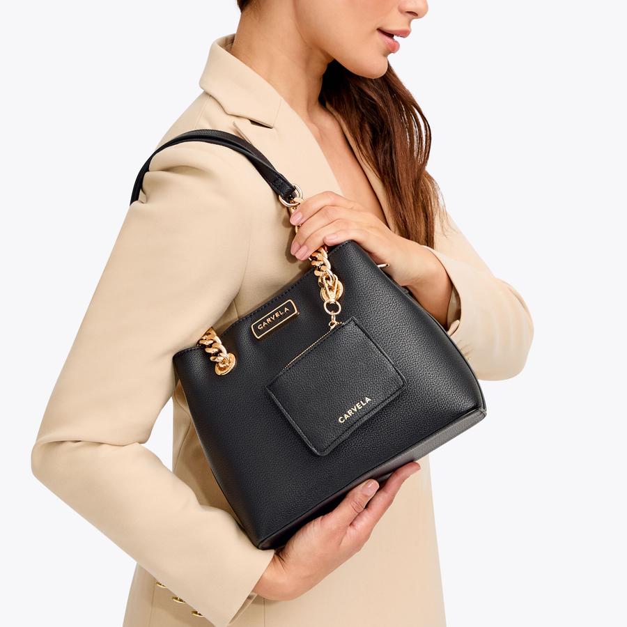 MINI CAMMIE 3 Black Bucket Bag by CARVELA