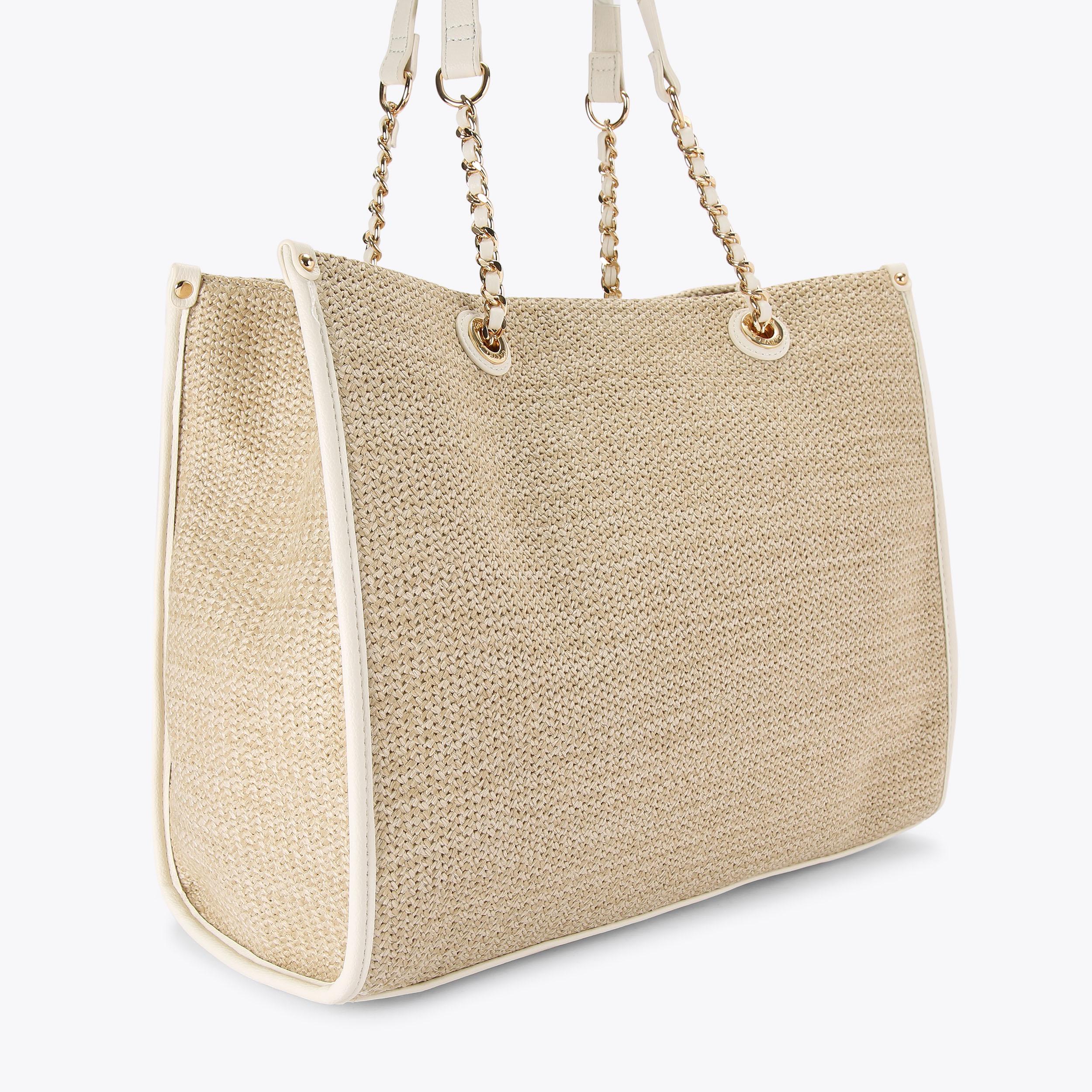 RAFFIA CHAIN TOTE Woven Tote Bag by CARVELA