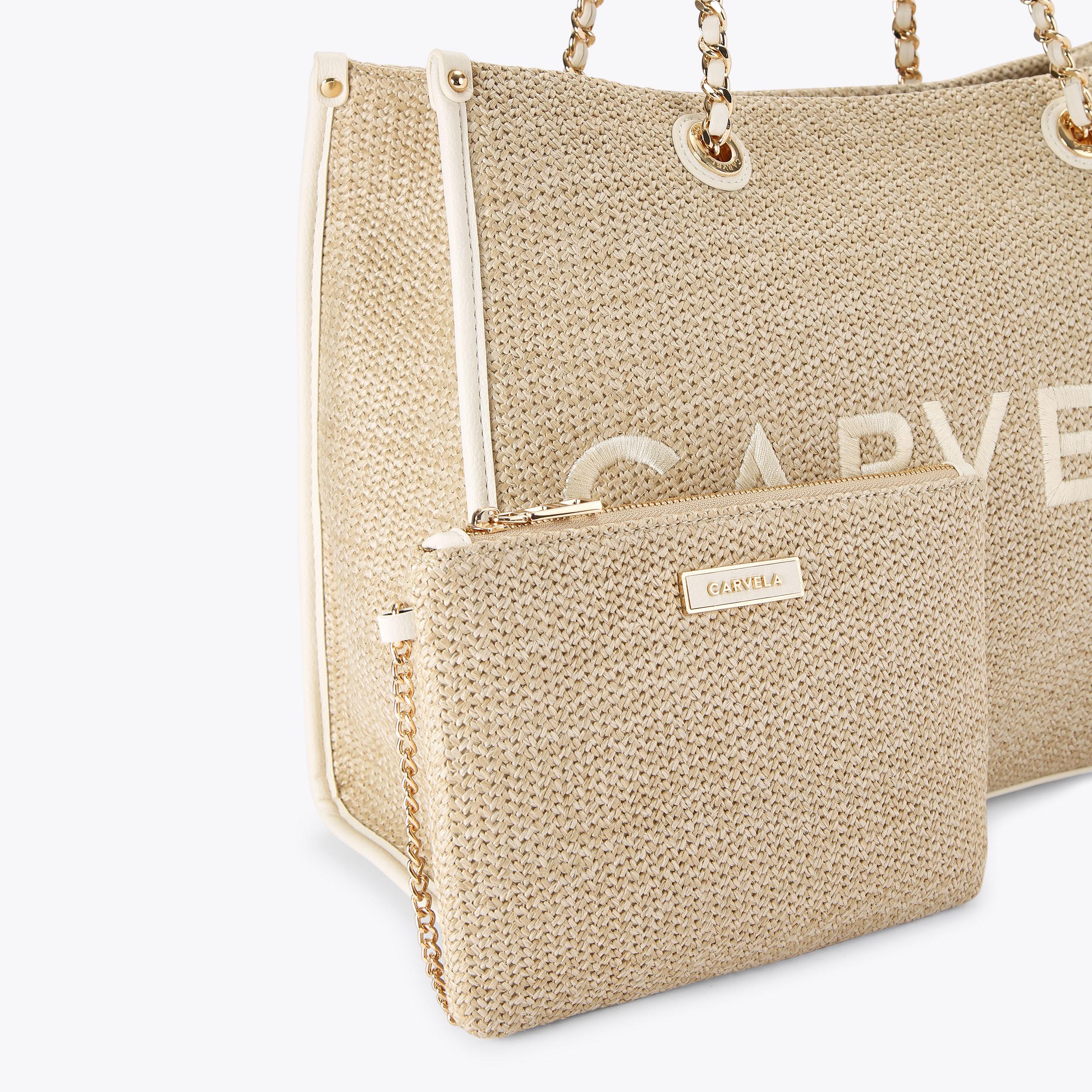 RAFFIA CHAIN TOTE Woven Tote Bag by CARVELA