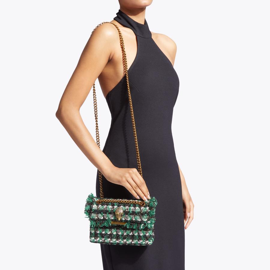 TWEED MINI KENSINGTON Green Cross Body Bag by KURT GEIGER LONDON