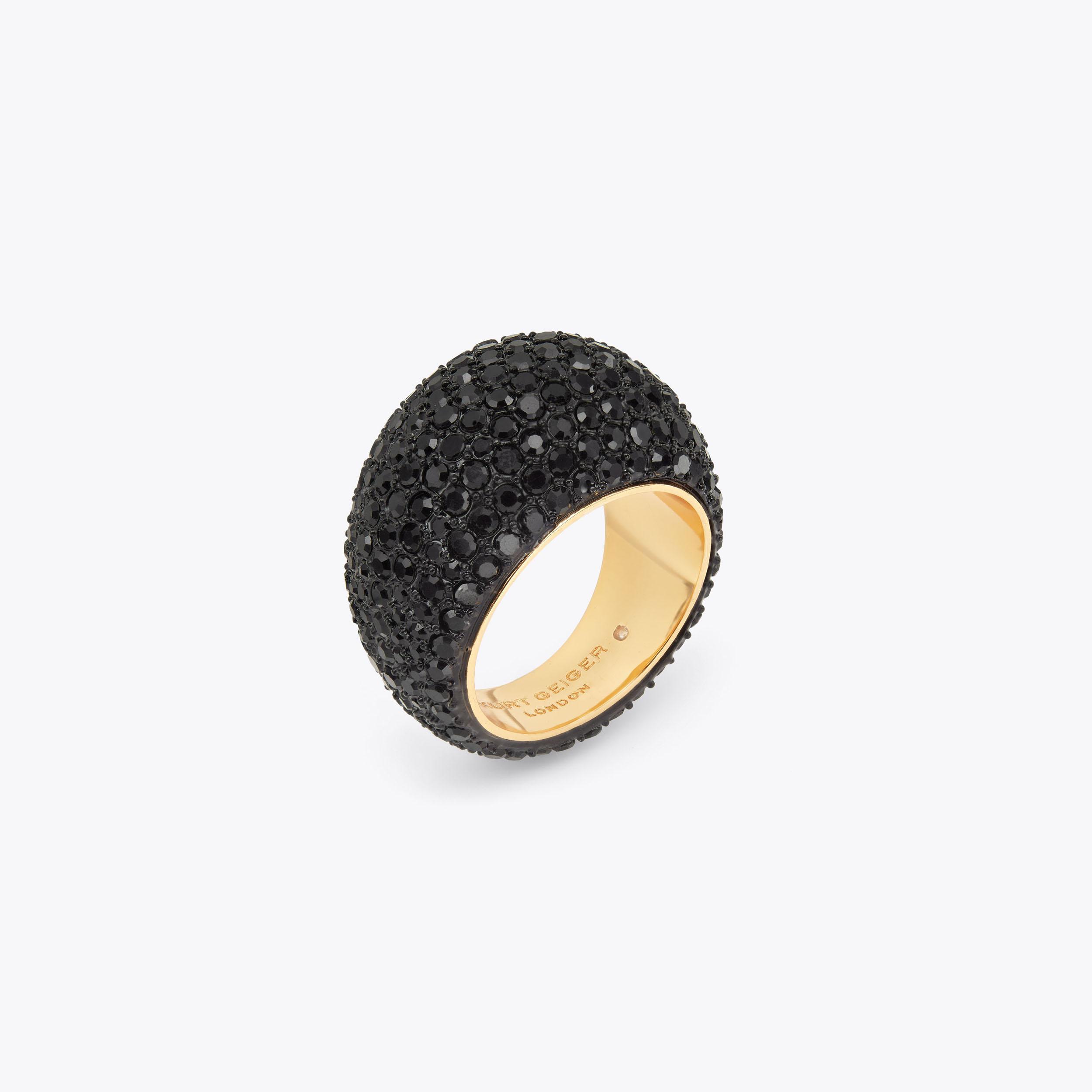 PAVE DOME RING Black Pink Dome Ring by KURT GEIGER LONDON