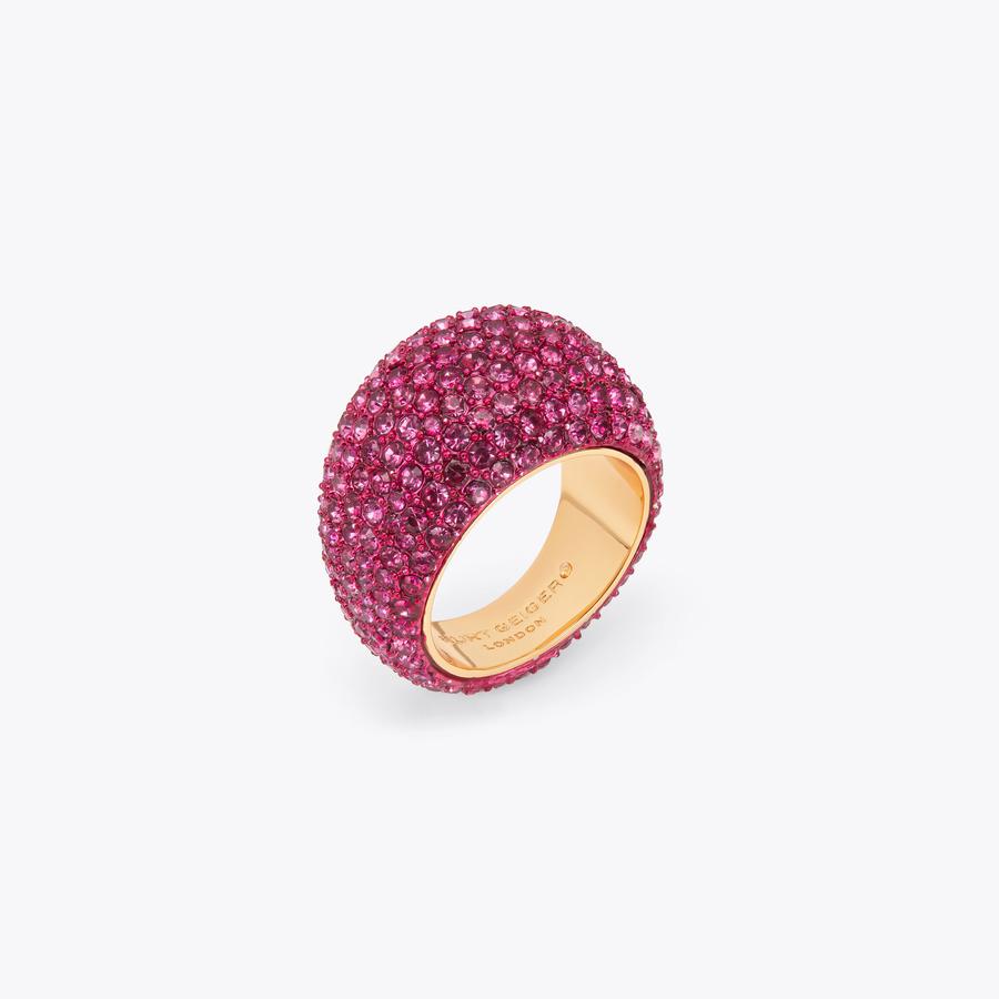 rgf29 PAVE DOME RING Fuchsia Crystal Dome Ring by KURT GEIGER LONDON