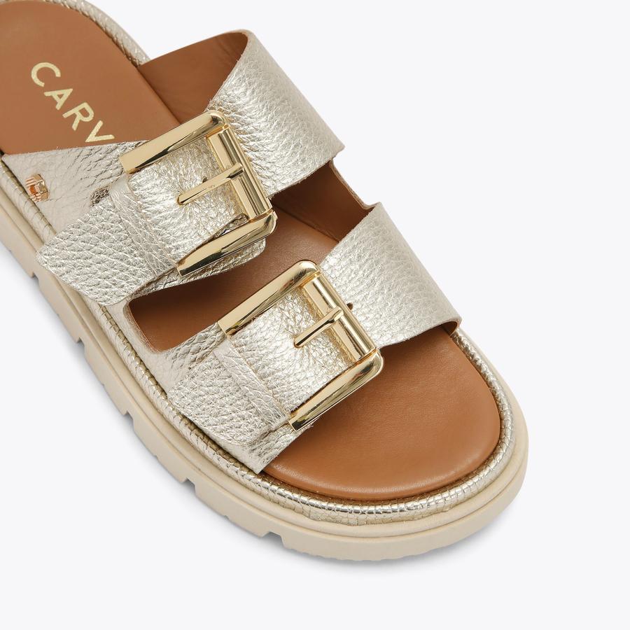 PAVILION Gold Metallic Leather Sandal by CARVELA COMFORT