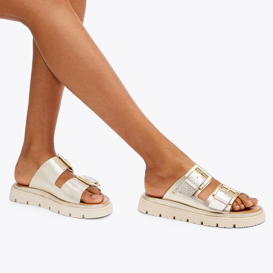 PAVILION Gold Metallic Leather Sandal by CARVELA COMFORT