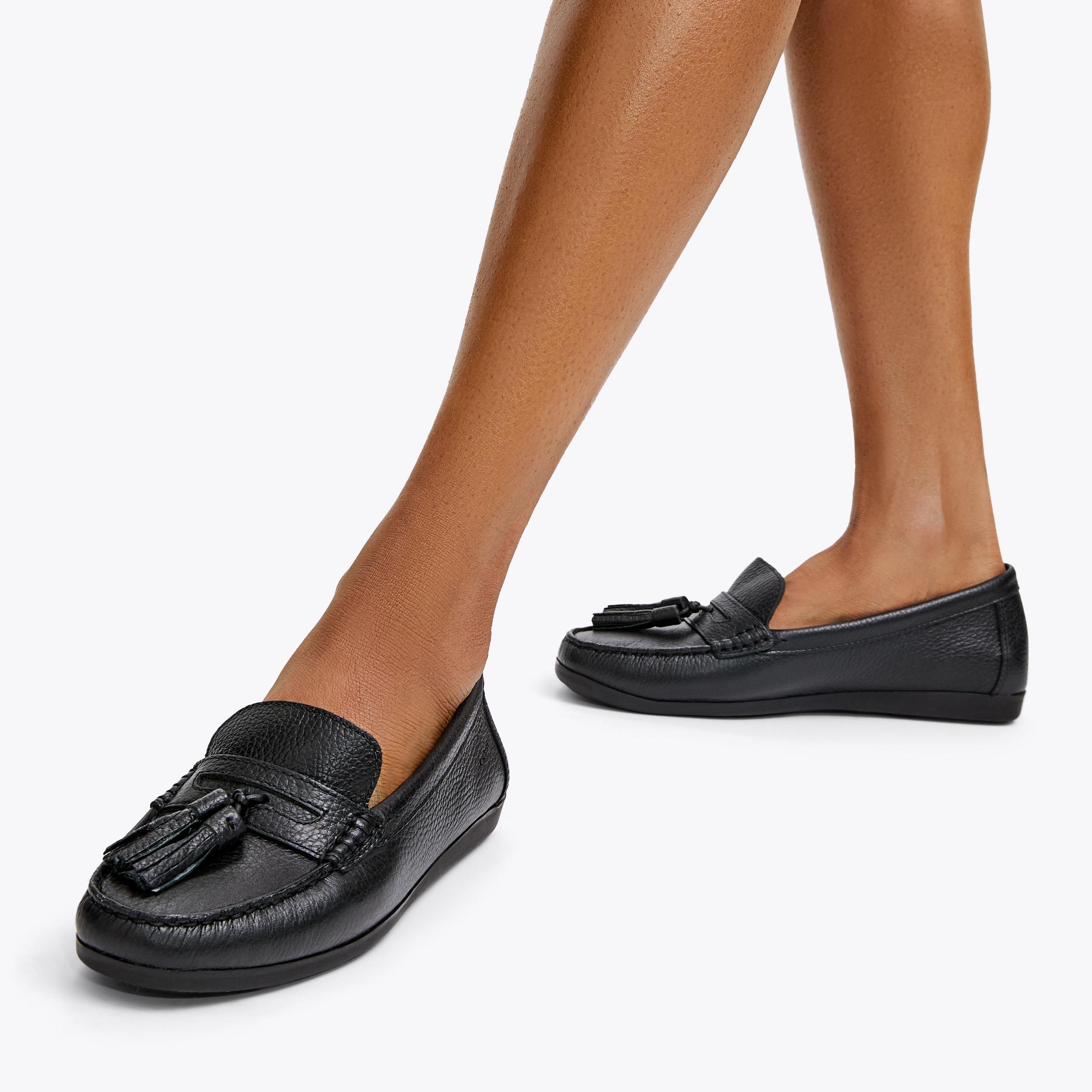 TUSCANY Black Leather Slip On Flats by CARVELA COMFORT