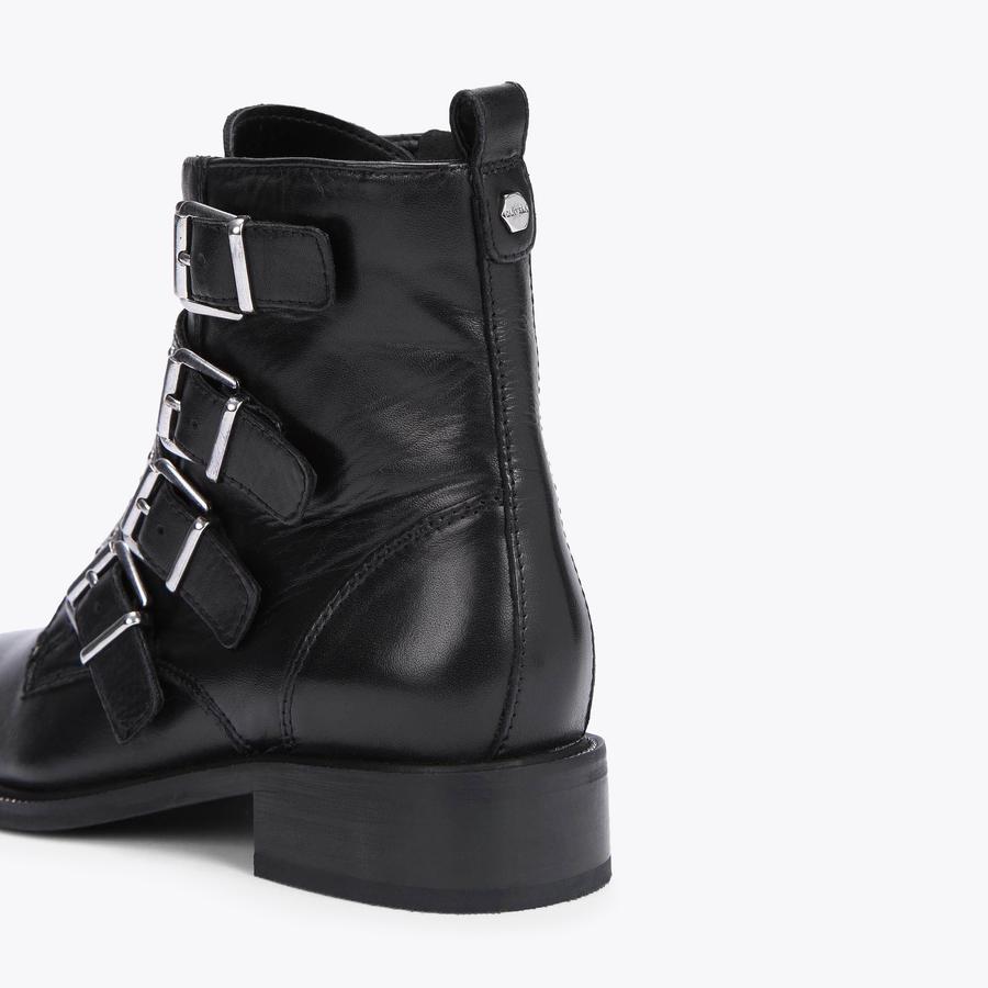 STRAP Black Buckled Biker Boot by CARVELA