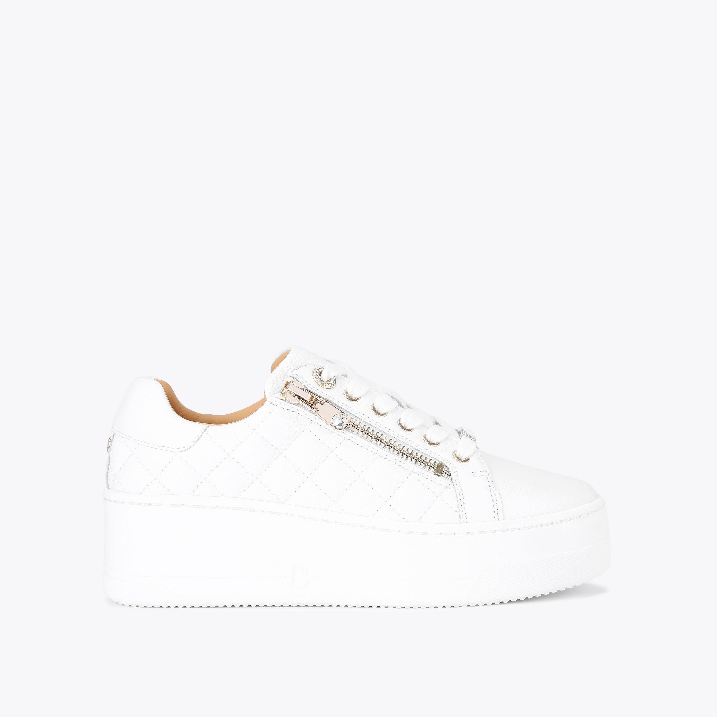 carvela by kurt geiger CONNECTED ZIP White Quitled Sneaker by CARVELA