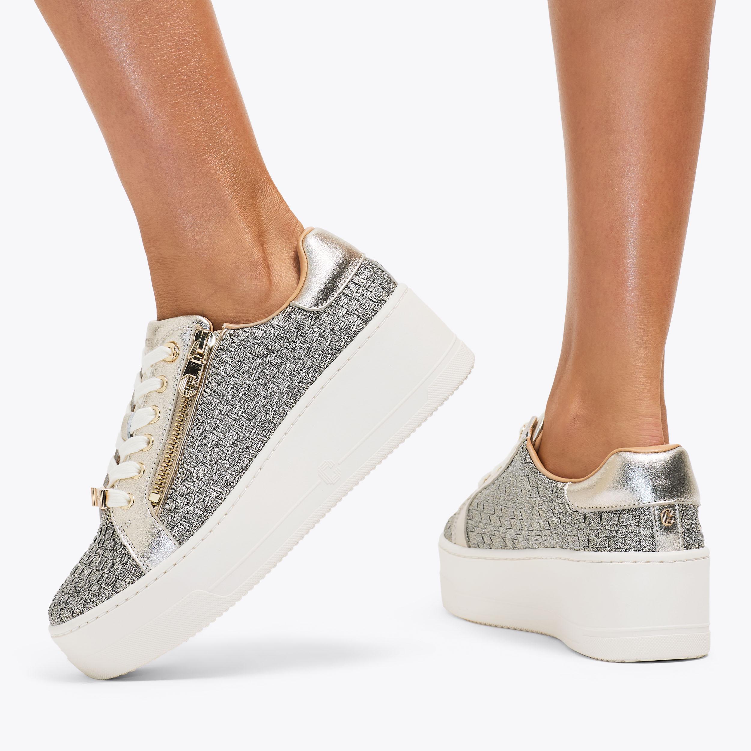 CONNECTED ZIP Gold Woven Trainer by CARVELA