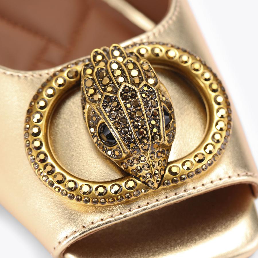 ジルカ CHELSEA BLOCK SQ SLING Metallic Gold Slingback Heel by KURT