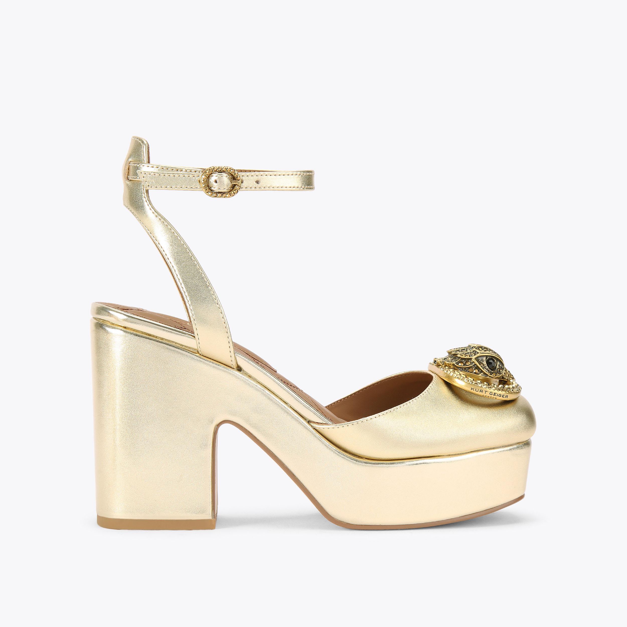 carvela by kurt geiger CHELSEA CLOSED PLATFORM Metallic Gold Platform Heels by KURT GEIGER LONDON