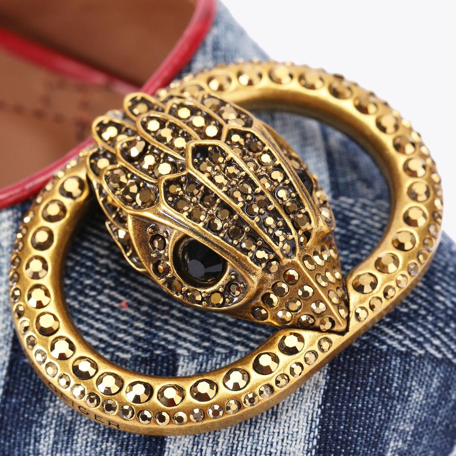 CHELSEA CLOSED PLATFORM Blue Paisley Denim Maroon Croc