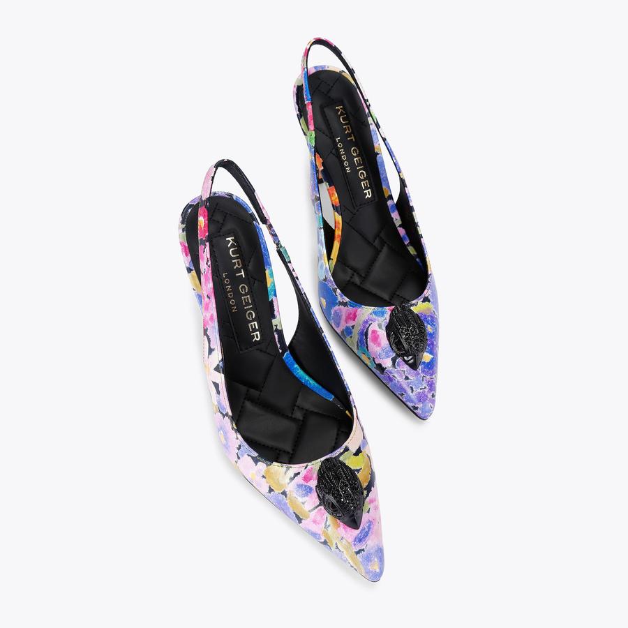 【関税込み】CITY GLISTENING ABSTRACT EMBROIDERY' SLINGBACK BELGRAVIA HIGH SLING Floral Leather Slingback Heel by KURT