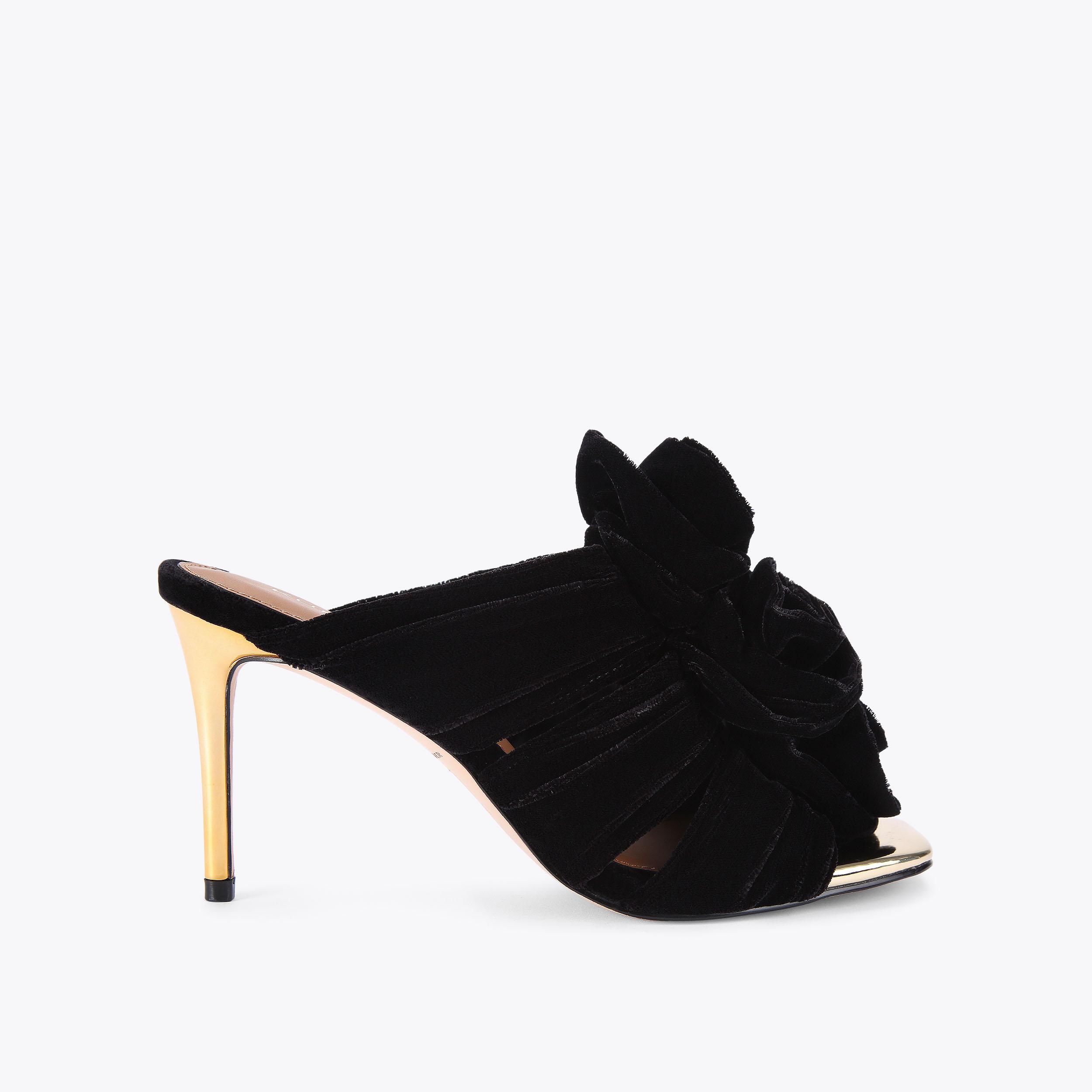 Black high heel mule shoes hotsell