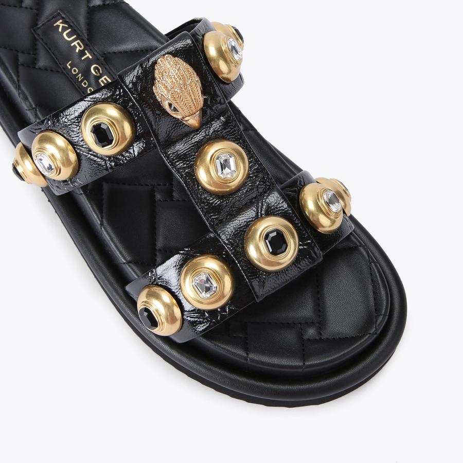 サンダル・ミュール   ORSON MULTI STUD CASUAL SANDALS ORSON MULTI STUD Black Leather Sandals by KURT GEIGER LONDON