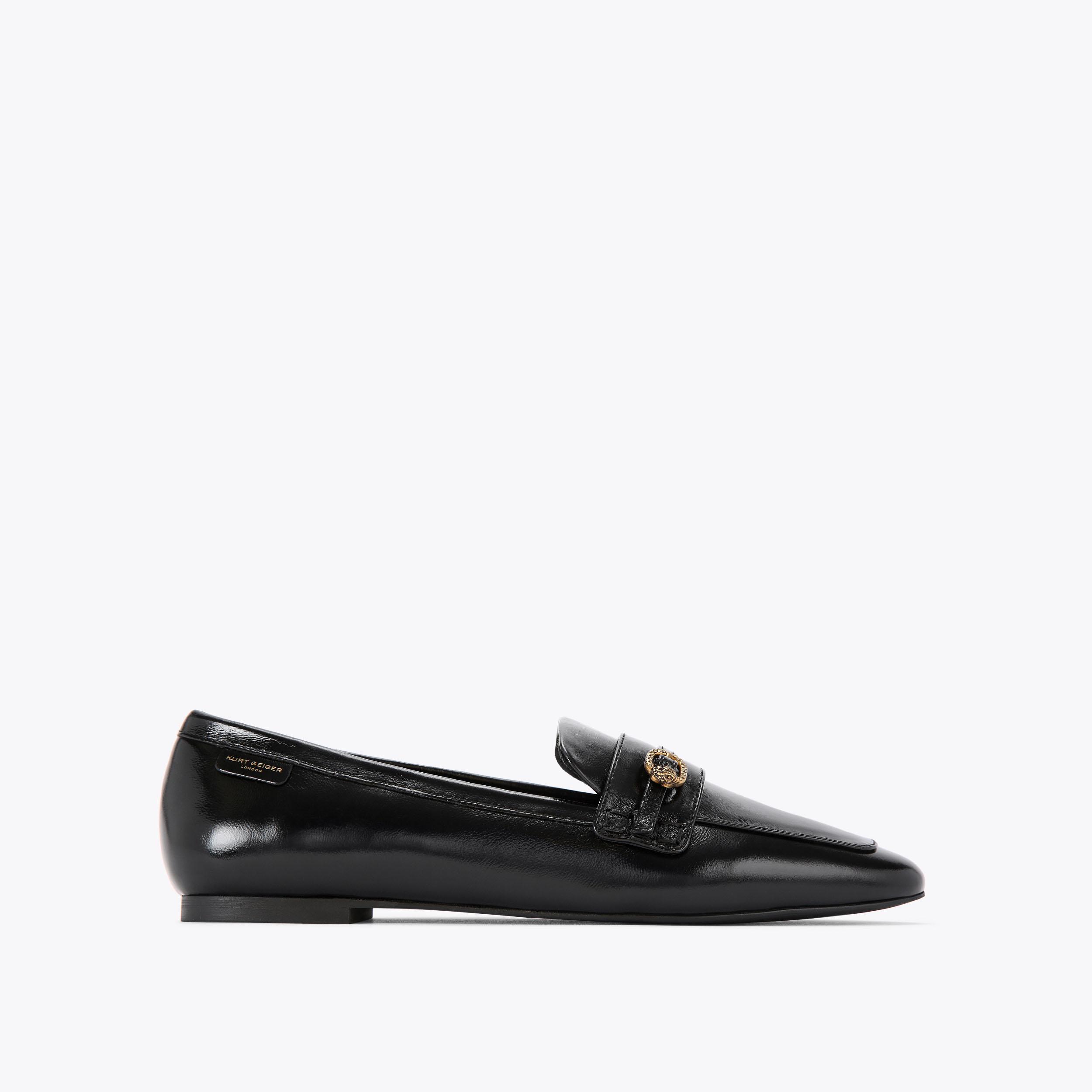 MAYFAIR SLIM SQ LOAFER Black Leather Slip On Loafer by KURT GEIGER LONDON