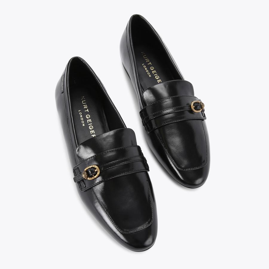 MAYFAIR SLIM SQ LOAFER Black Leather Slip On Loafer by KURT