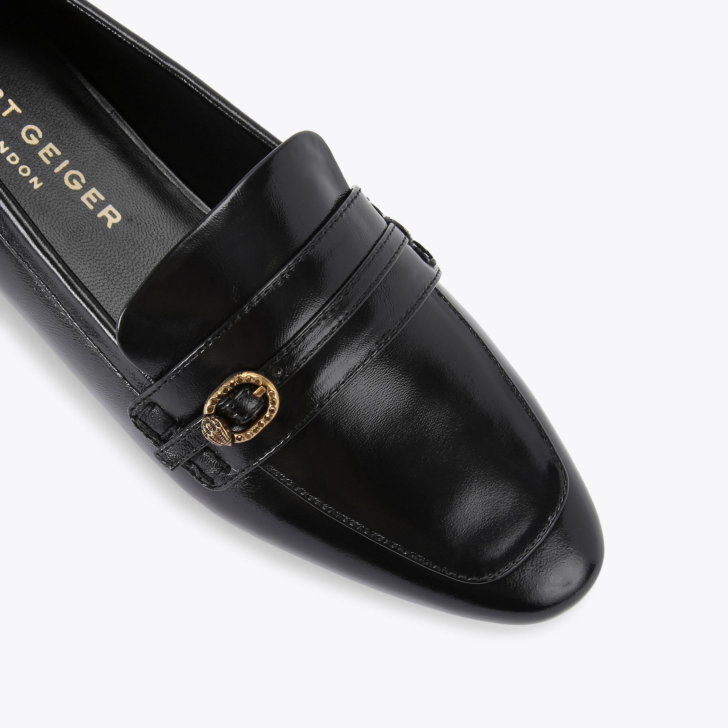 MAYFAIR SLIM SQ LOAFER Black Leather Slip On Loafer by KURT