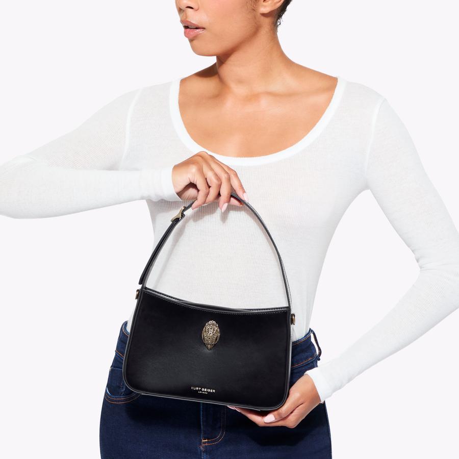 BOND SHOULDER BAG Black Patent Leather Shoulder Bag by KURT