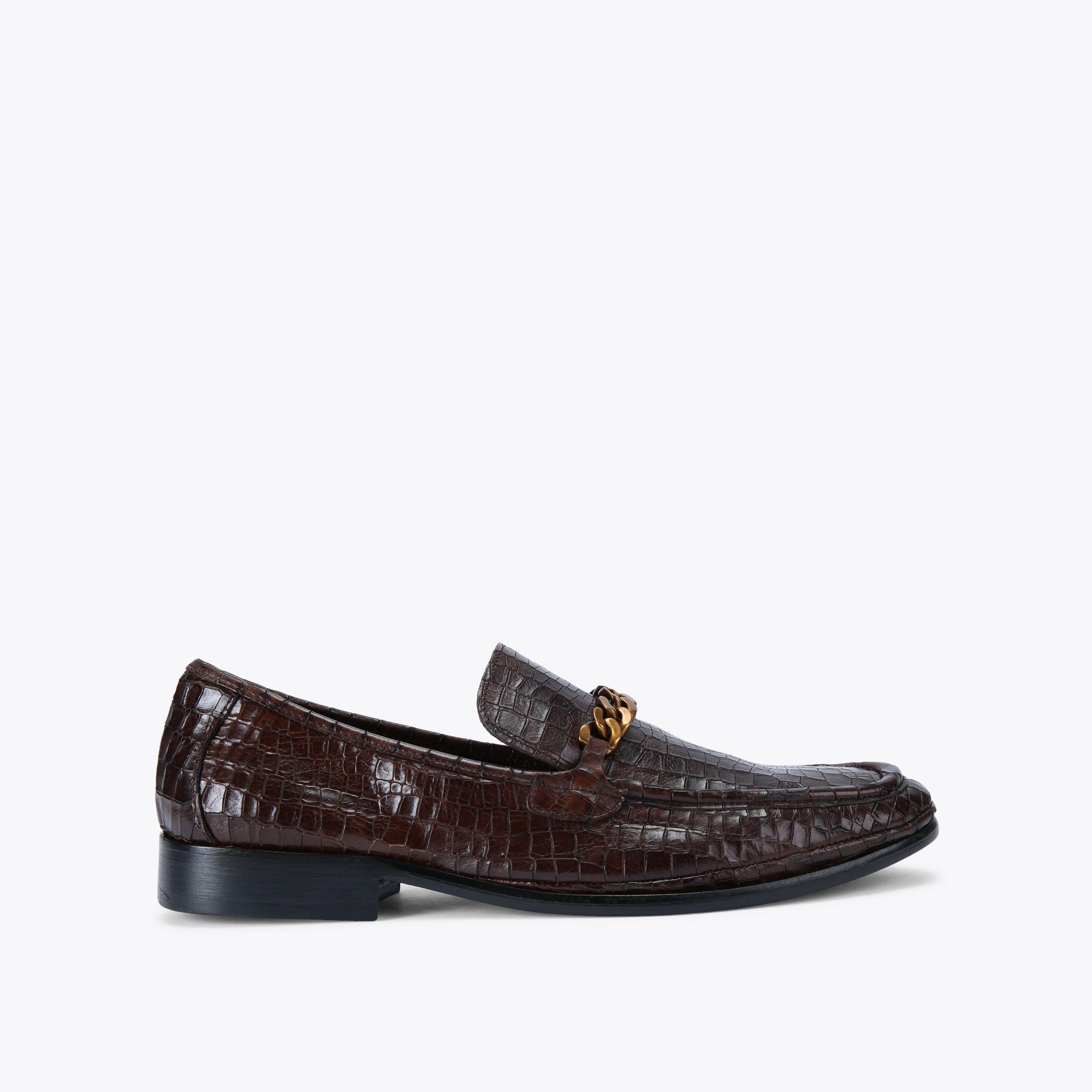 Kurt Geiger Brown Croc-Embossed Leather Bit Loafers KURT GEIGER LONDON Alton Croc-Embossed Loafers main image 2