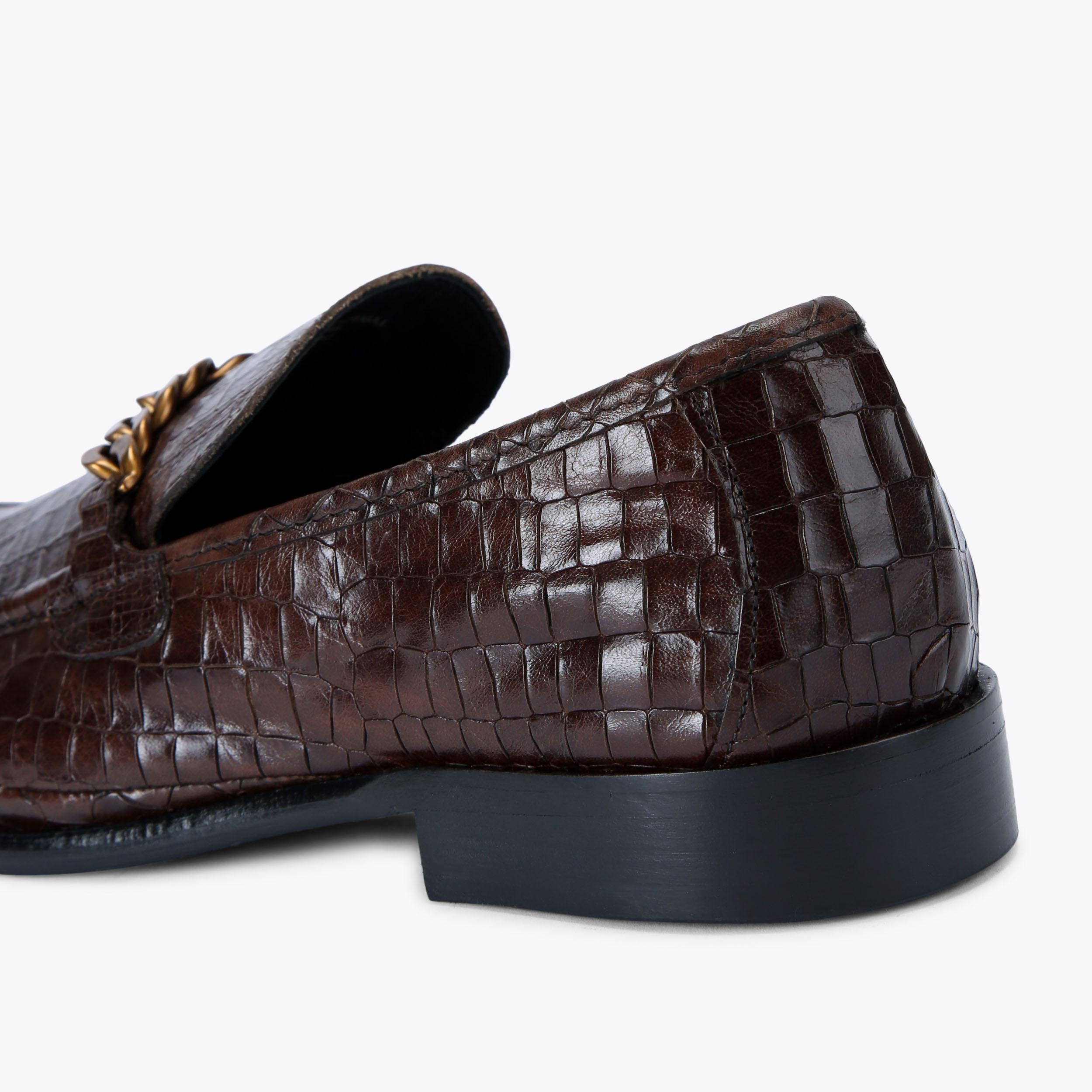 LUCA LOAFER Brown Croc Loafers by KURT GEIGER LONDON display picture 1