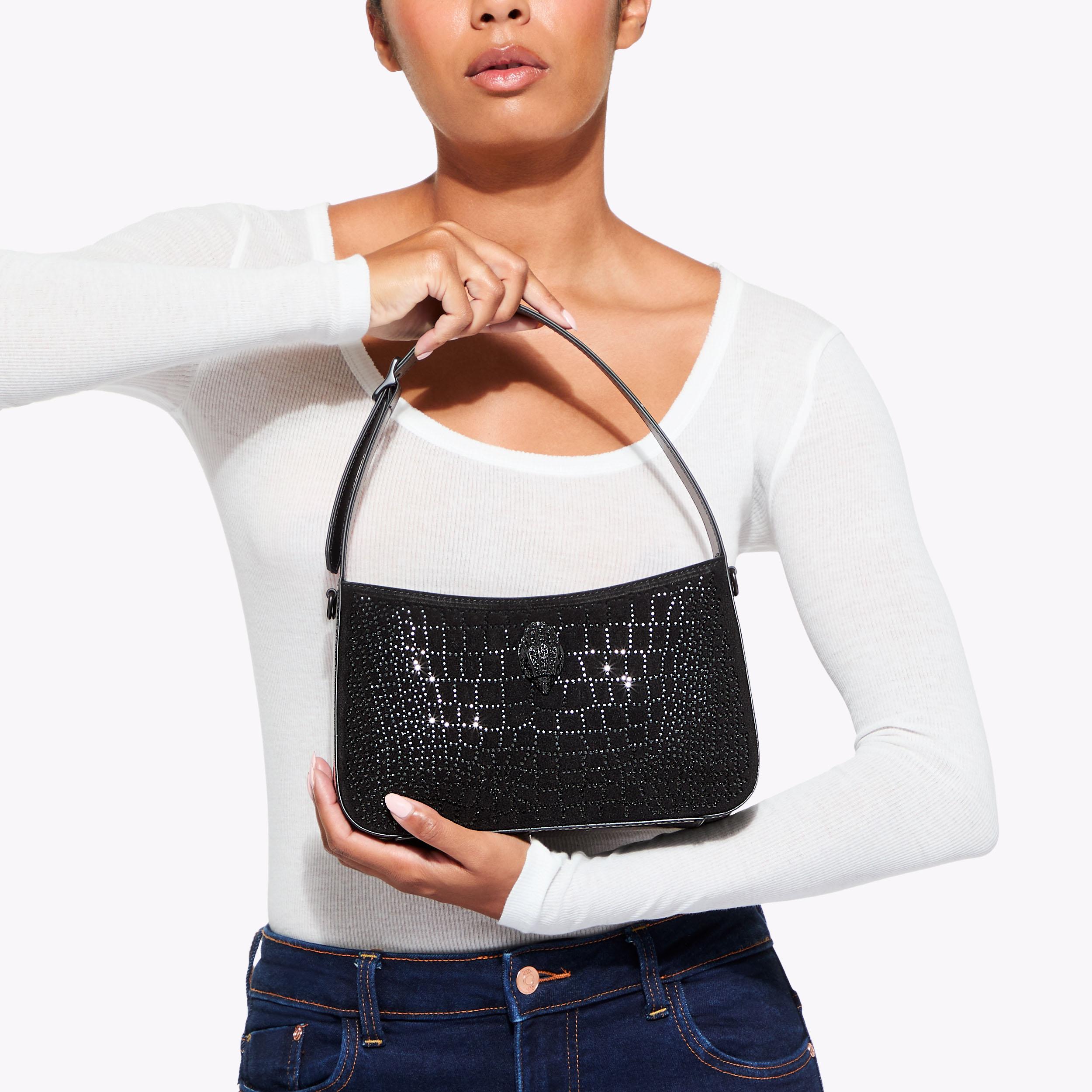 Black croc shoulder bag best sale