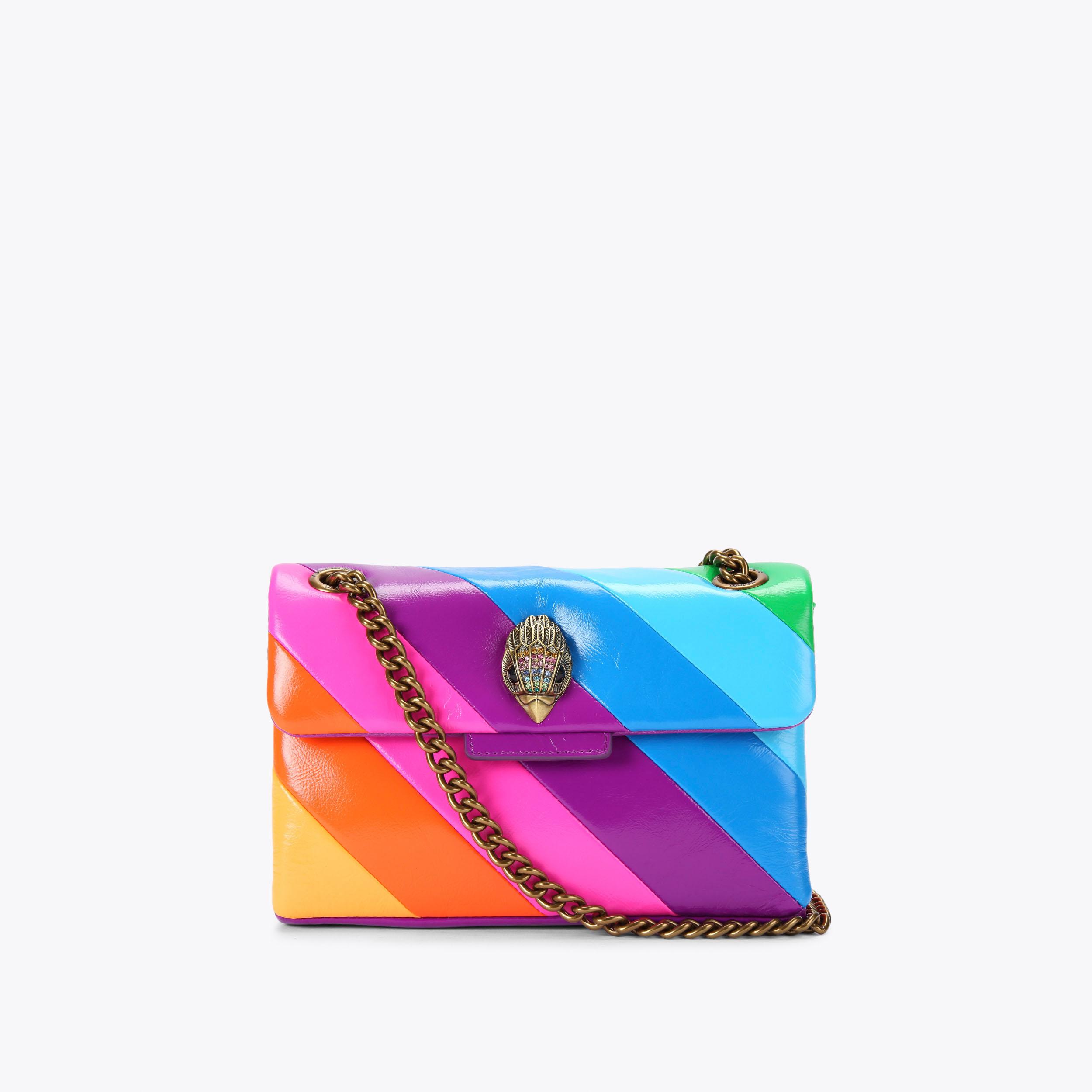 LEATHER MINI KENSINGTON L Neon Striped Cross Body Bag by KURT GEIGER LONDON