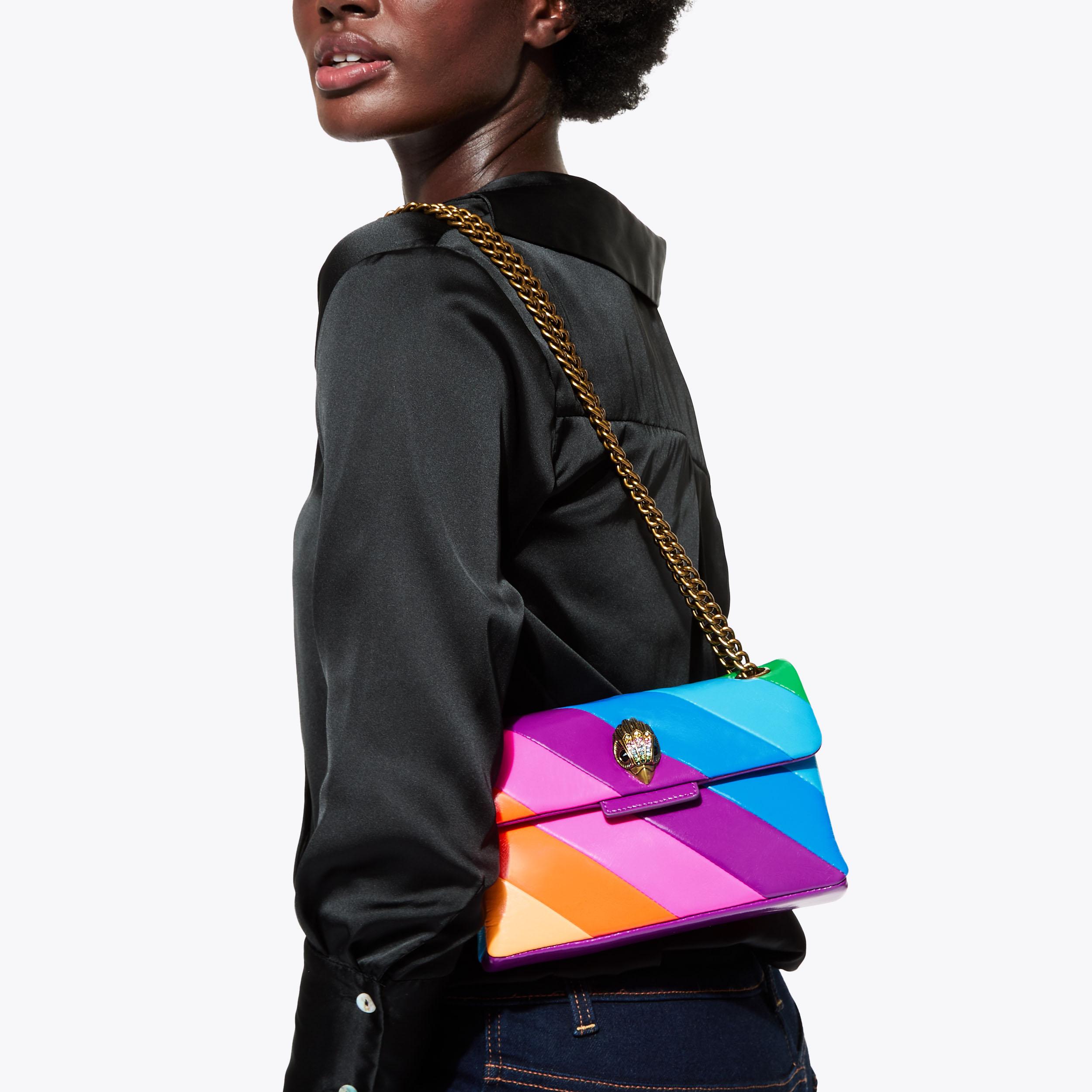 LEATHER MINI KENSINGTON L Neon Striped Cross Body Bag by  display picture 1