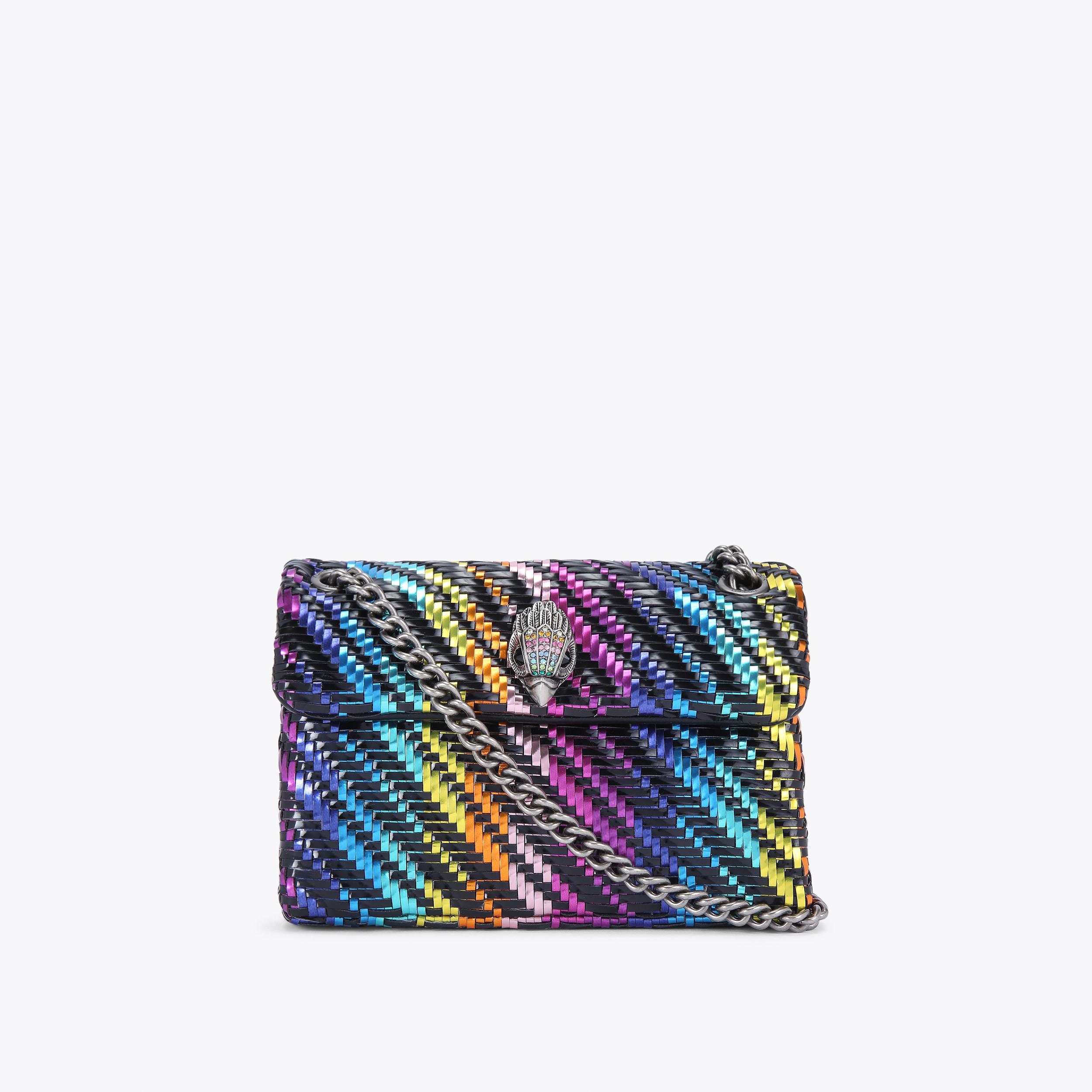 MINI KENSINGTON BAG Rainbow Stripe Woven Cross Body Bag by KURT GEIGER LONDON