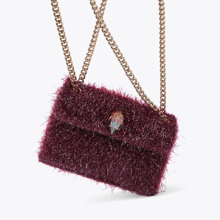 バッグ velour mini bag MINI KENSINGTON TINSEL Wine Tinsel Cross Body Bag by KURT