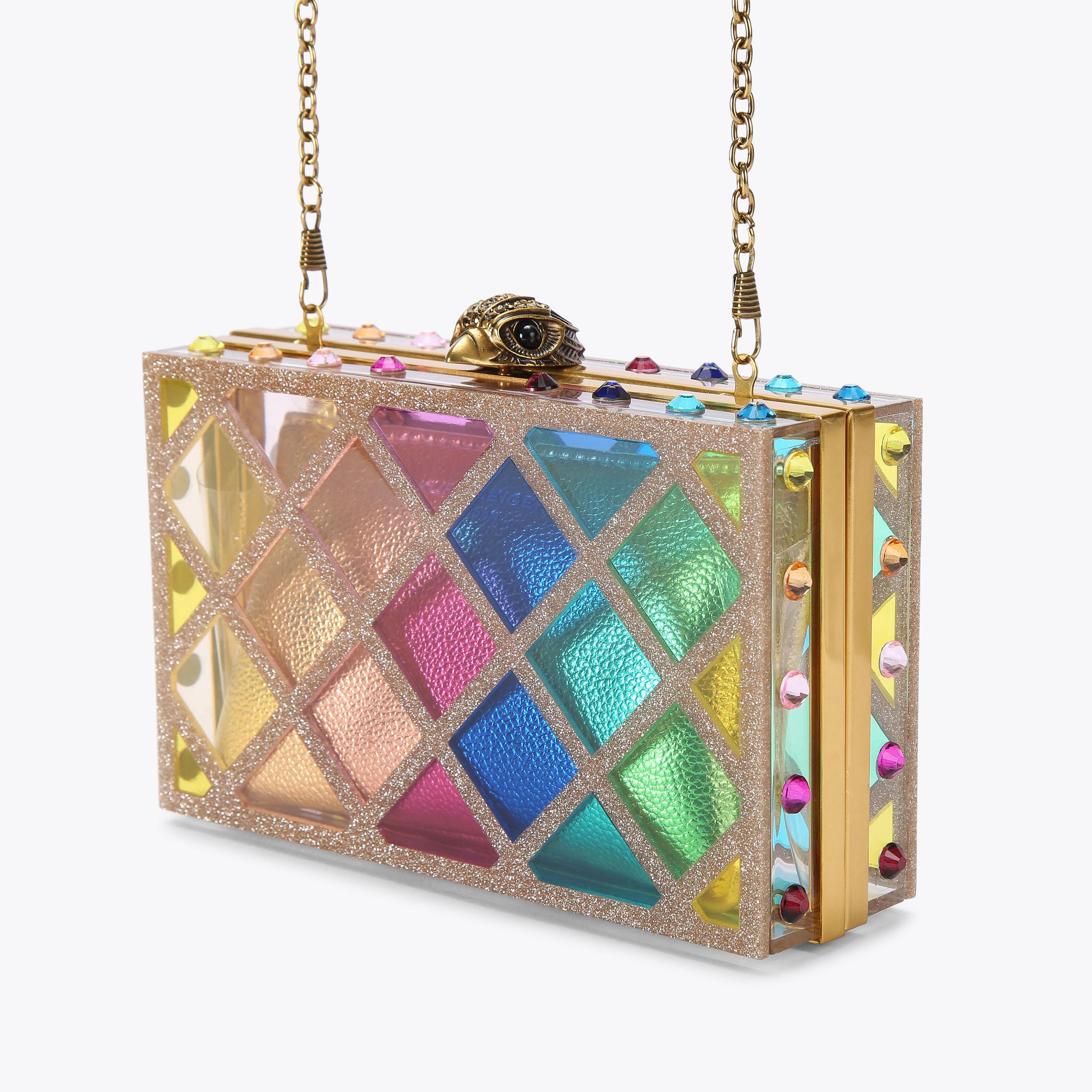 Retro and kitsch, cheapest Popcorn crystal rhinestone clutch, Rainbow multicolored crystal clutch, Fun crystal clutch, Party clutch