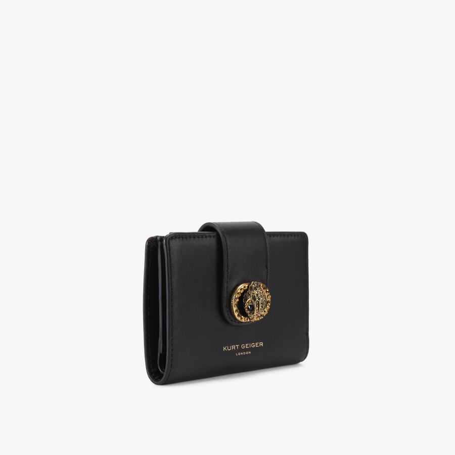 ★HYETHE★ RIVET WALLET BLACK Black Leather Wallet With Wrist Strap Detail – 2025 SPRING