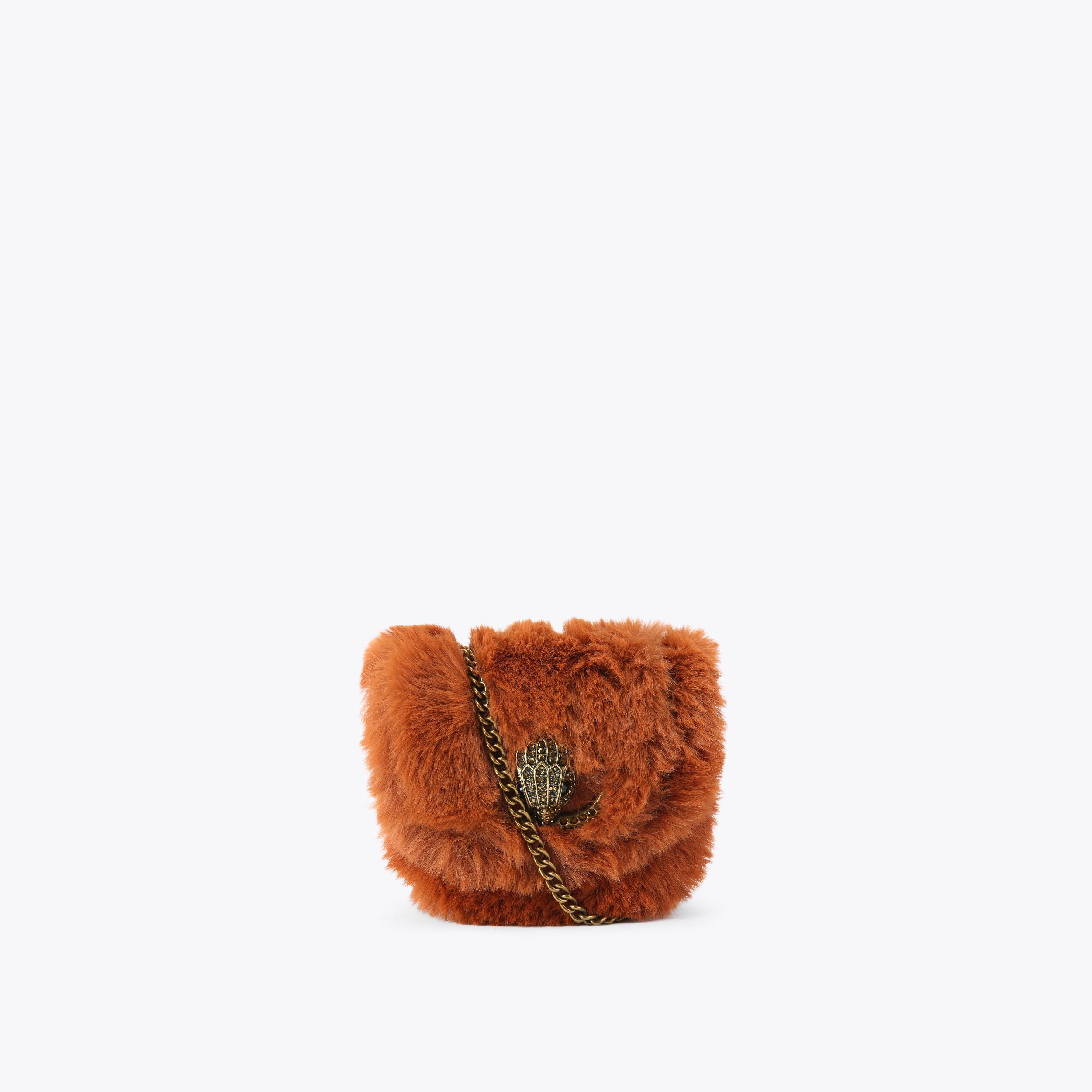 MICRO CHELSEA SADDLE Brown Faux Fur Cross Body Bag by KURT GEIGER LONDON