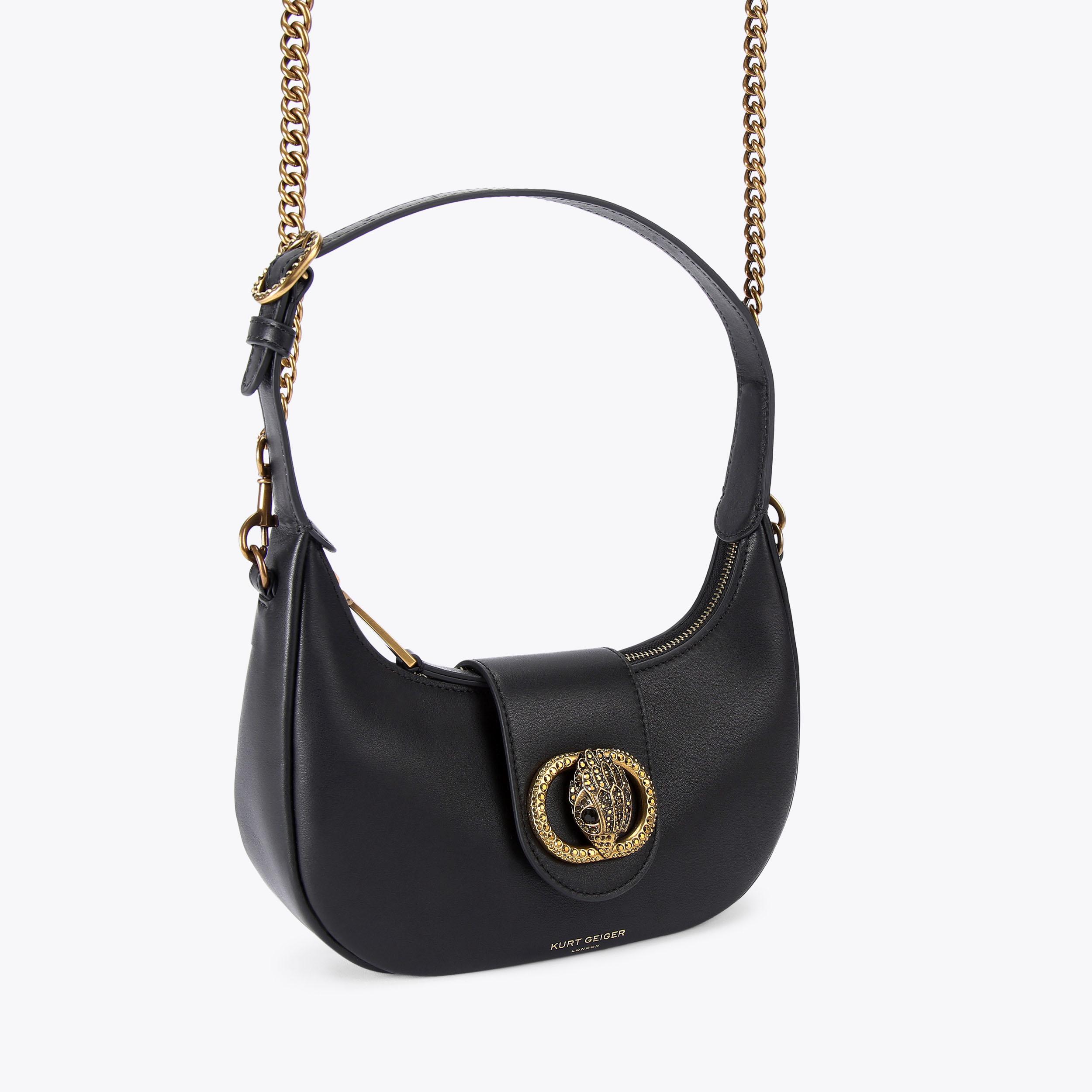 SM CHELSEA HOBO Black Leather Hobo Bag by KURT GEIGER LONDON