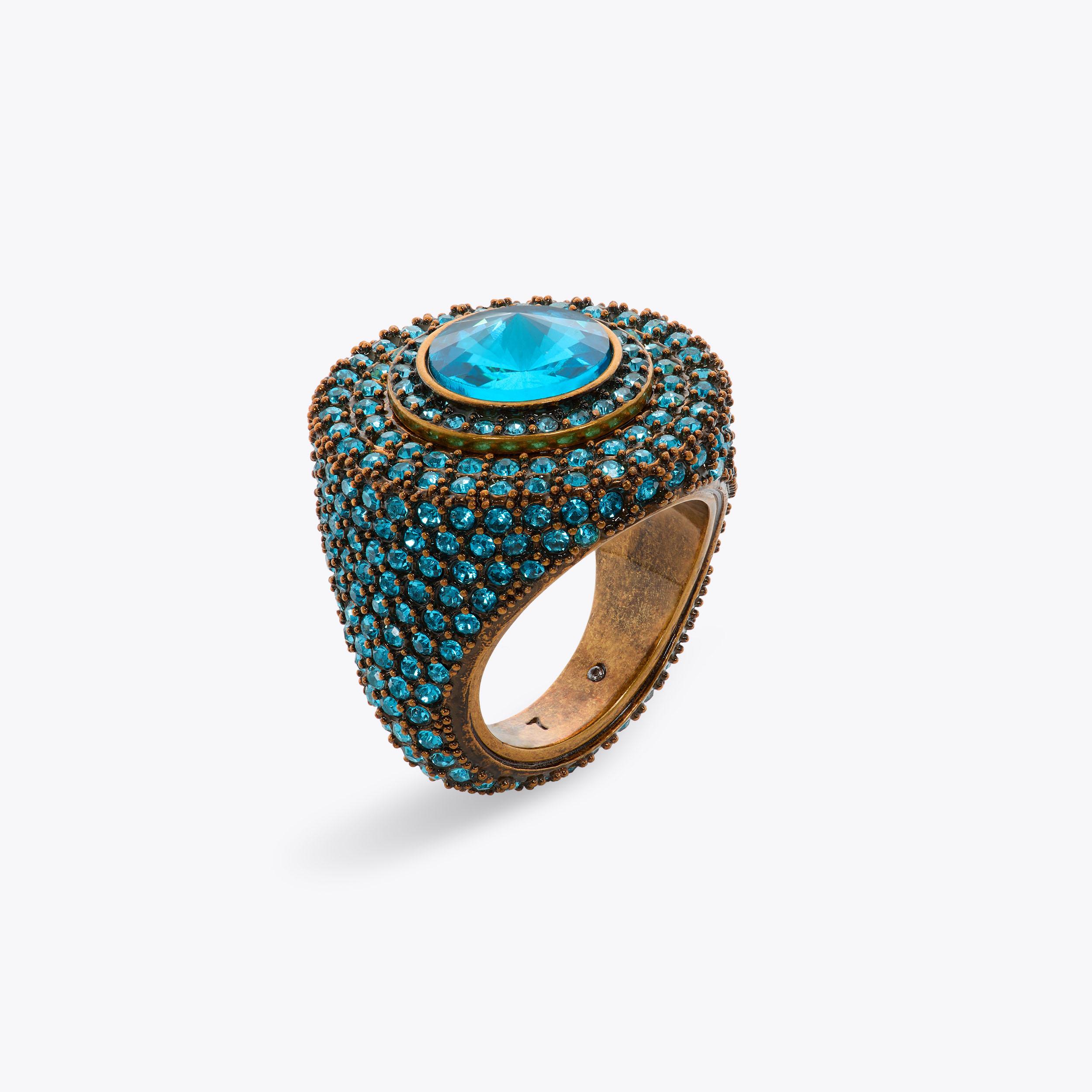 carvela by kurt geiger PAVE OCTAVIA RING Blue Crystal Embellished ring by KURT GEIGER LONDON
